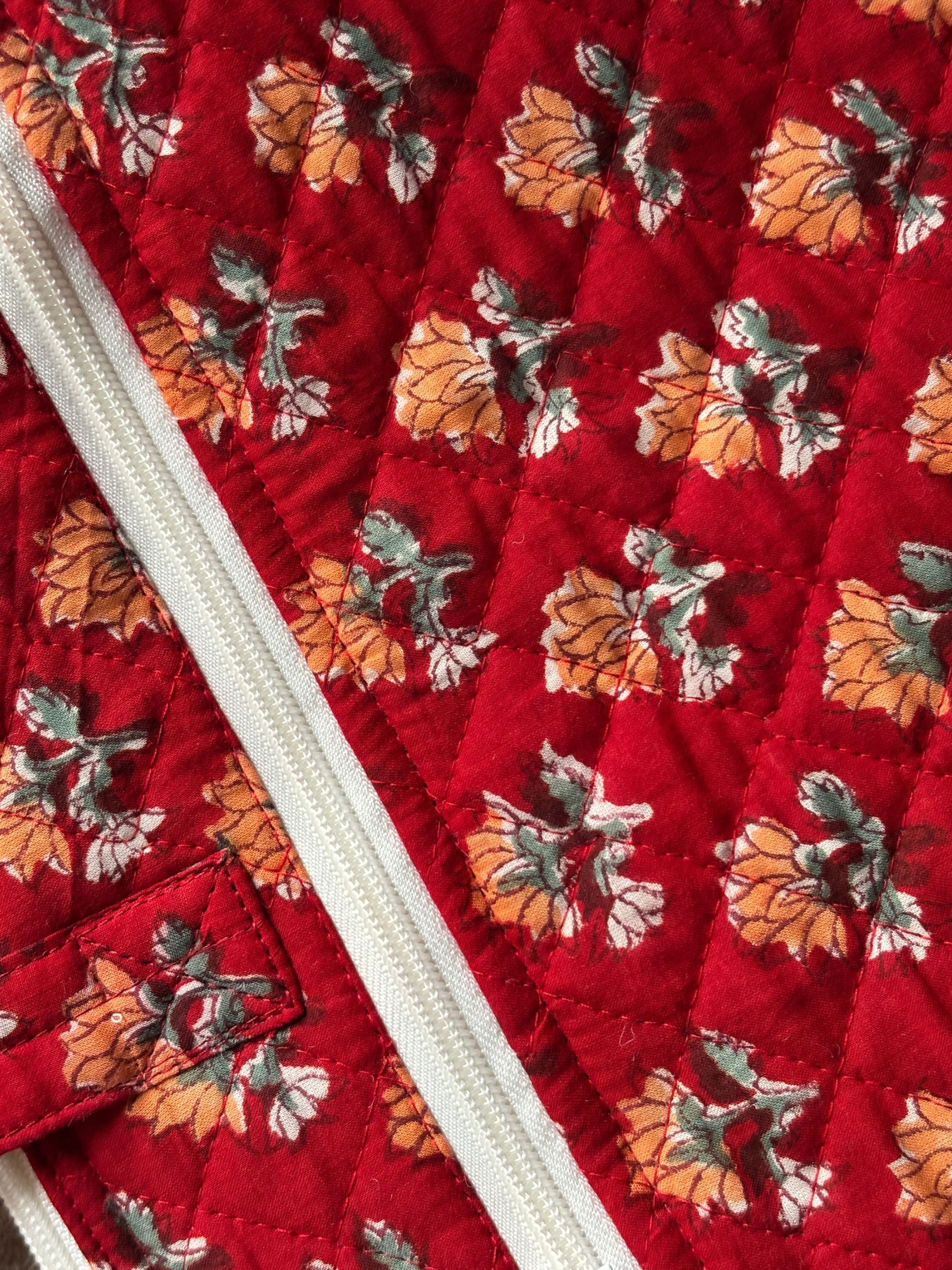 Crimson Lotus Quilted Laptop Bag