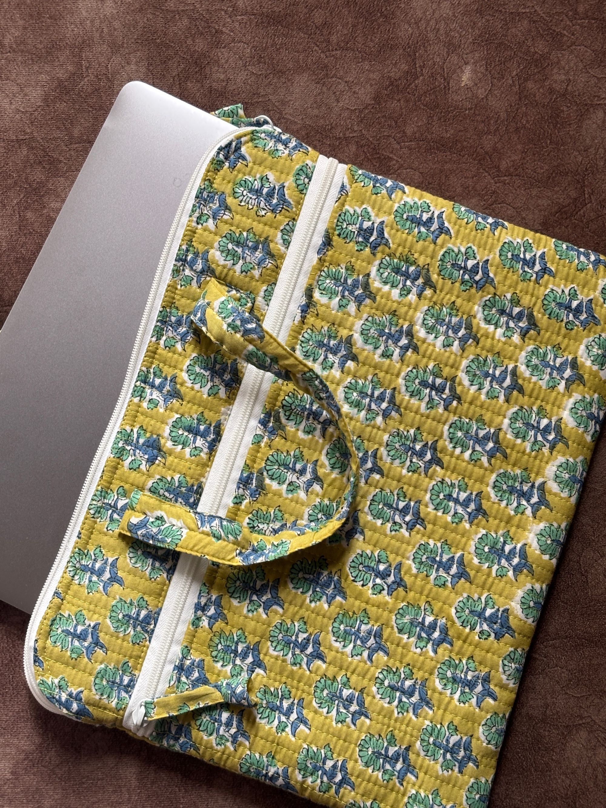 Citron Fern Quilted Laptop Bag