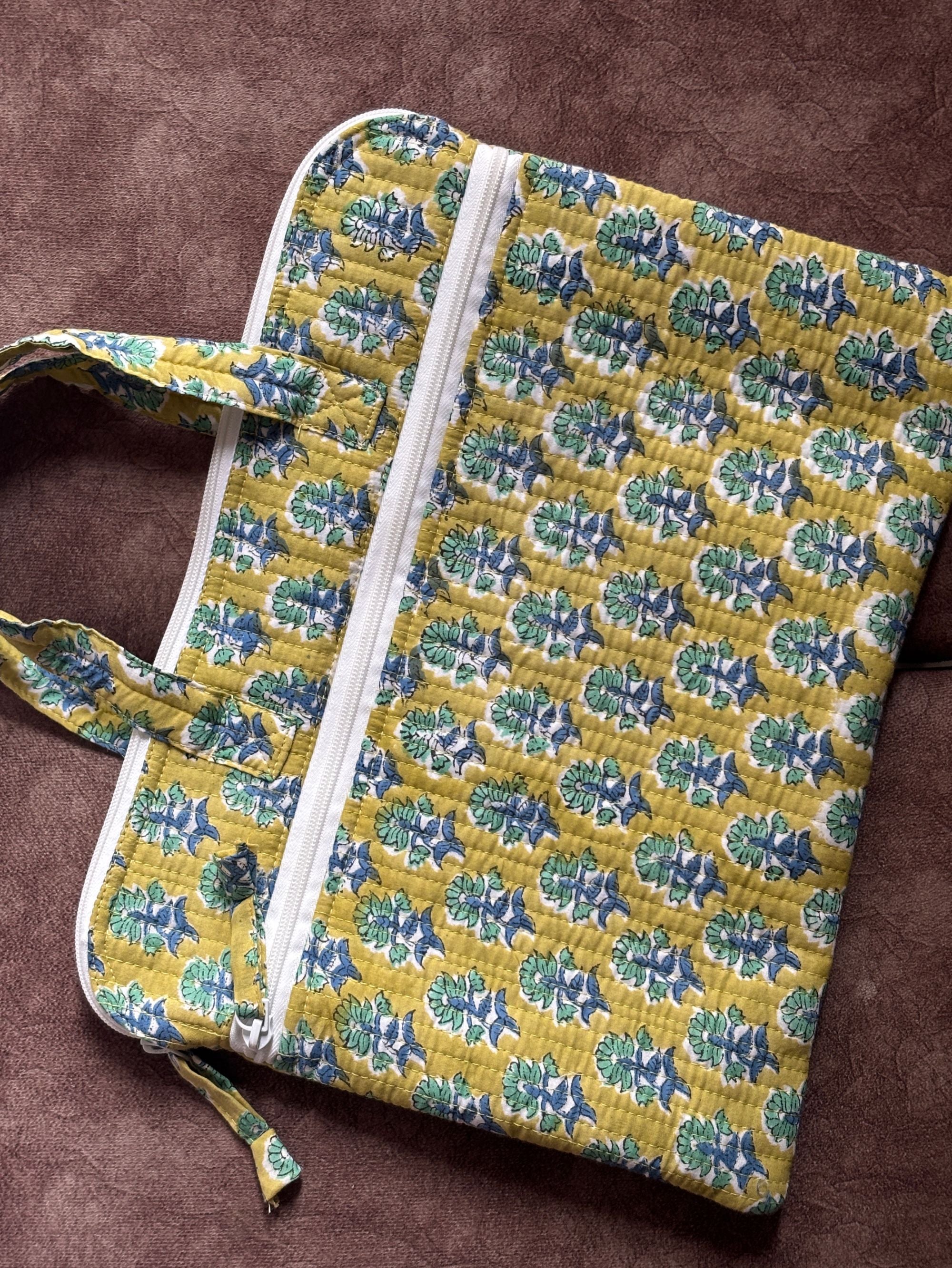 Citron Fern Quilted Laptop Bag