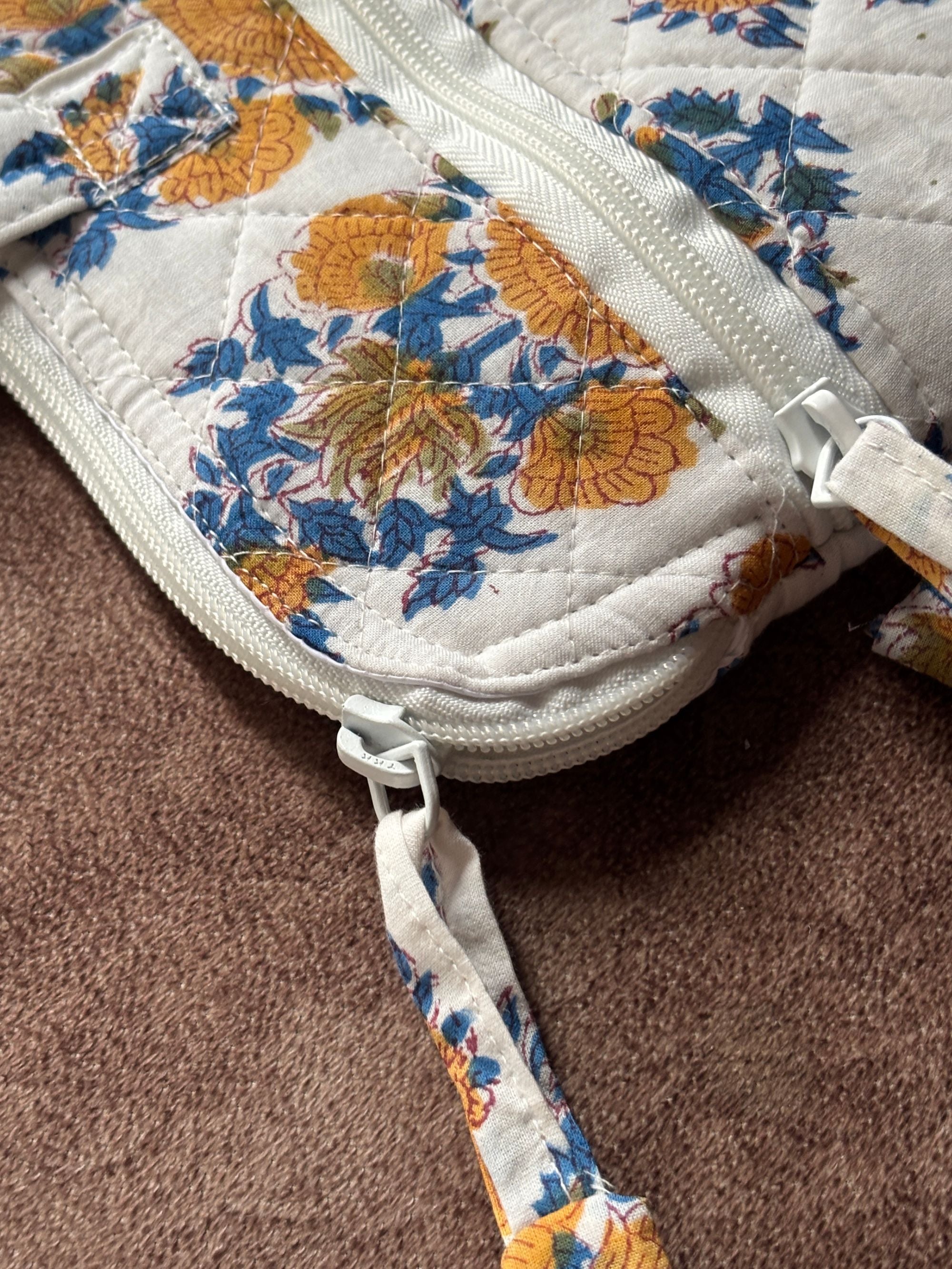 Ivory Sunflower Quilted Laptop Bag