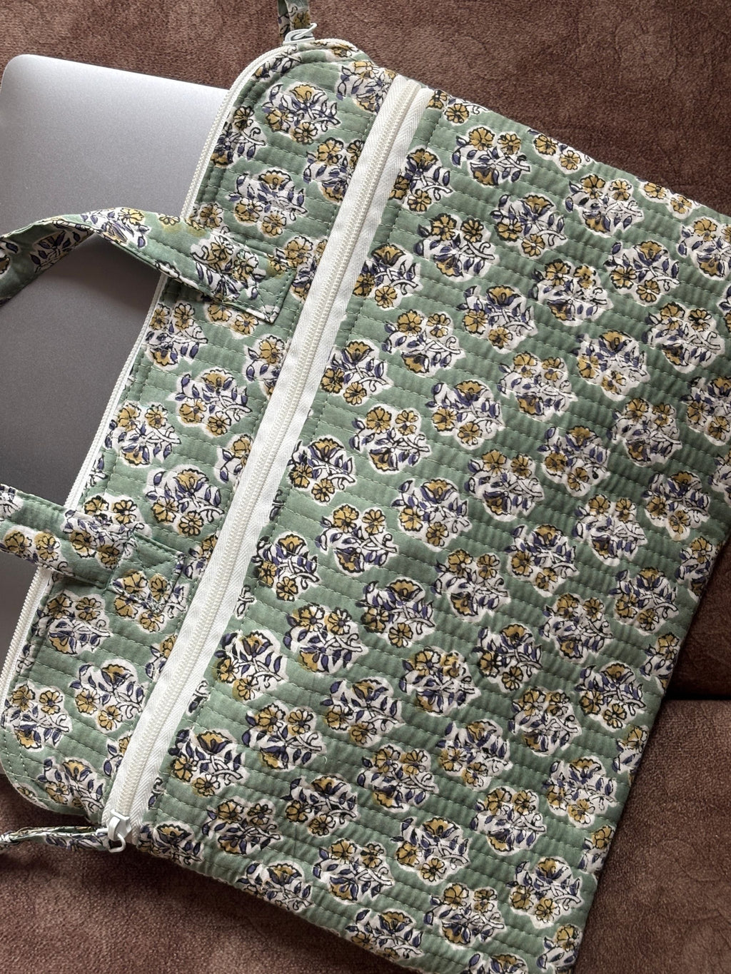Sage Meadow Quilted Laptop Bag