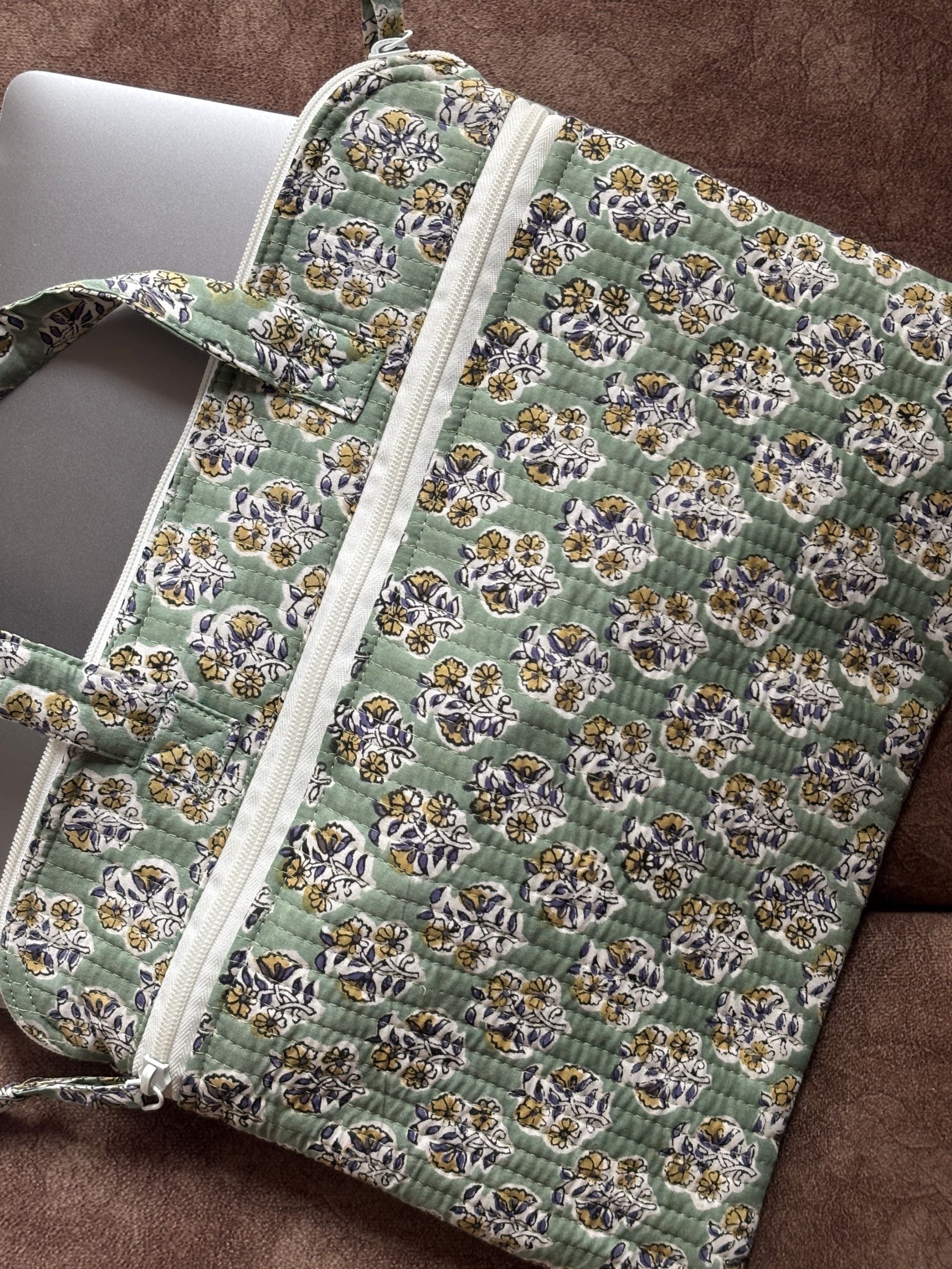 Sage Meadow Quilted Laptop Bag