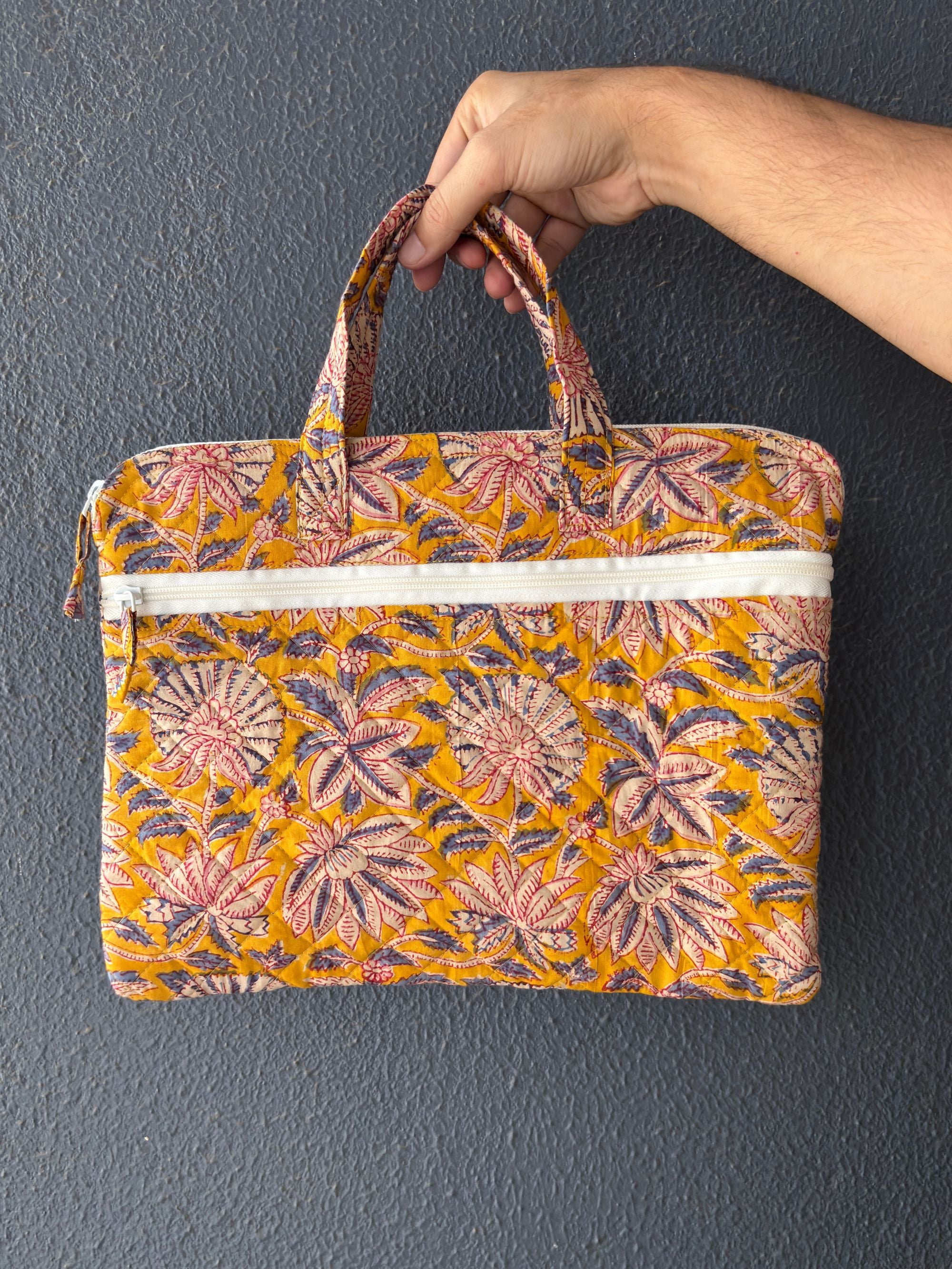 Marigold Bloom Quilted Laptop Bag