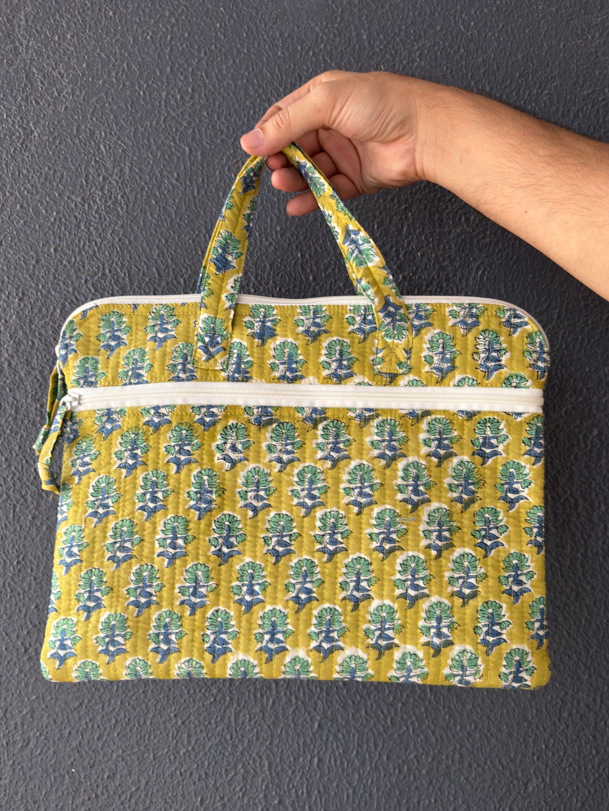 Citron Fern Quilted Laptop Bag