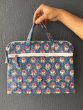 Blue Rosette Quilted Laptop Bag