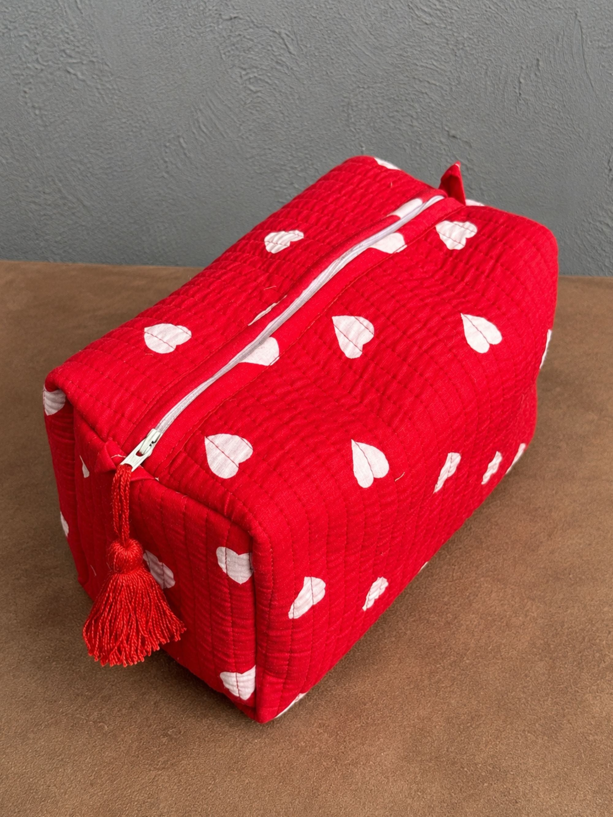 “Crimson Sweetheart” Quilted Tote & Pouch Set