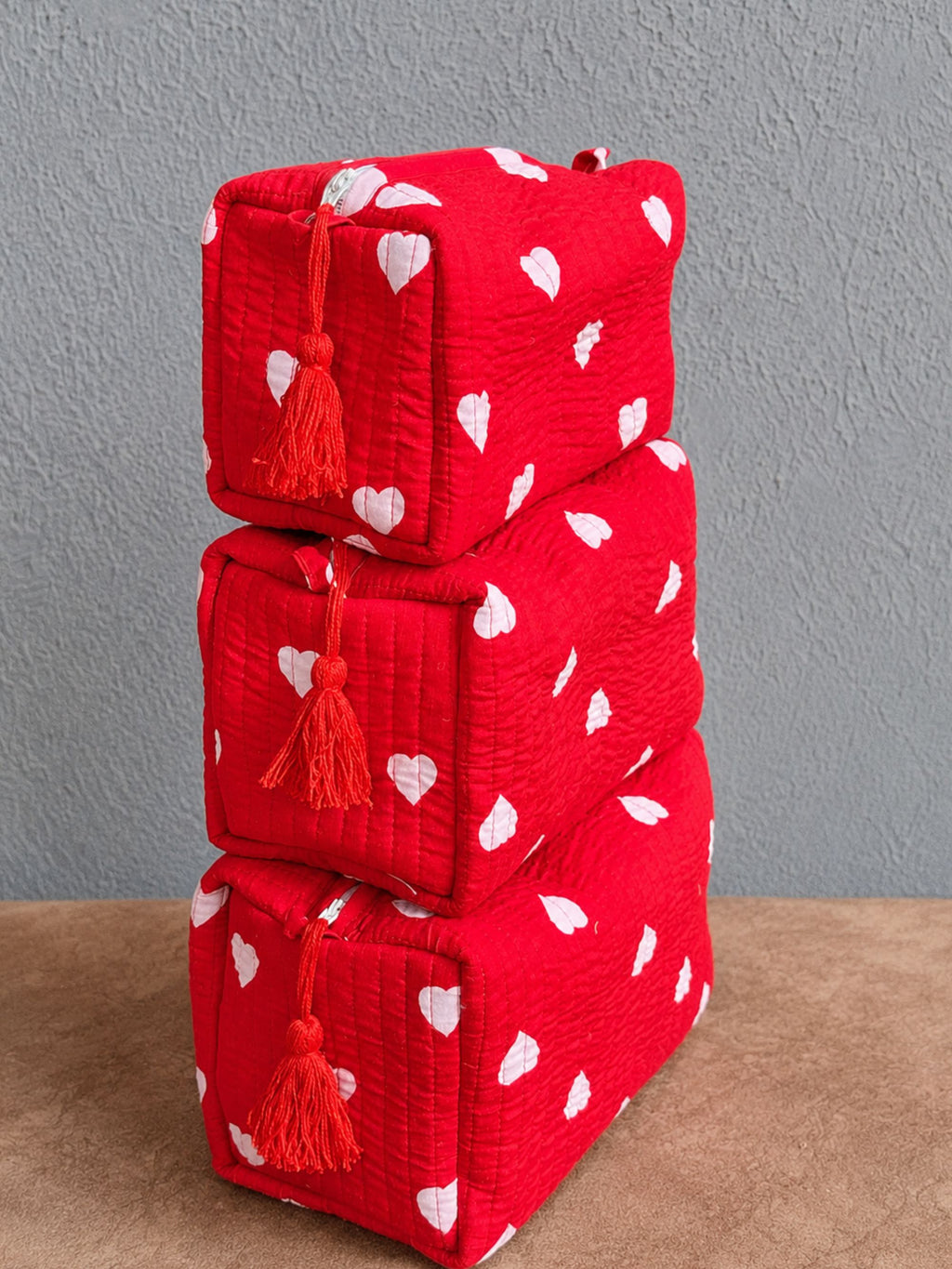 “Crimson Sweetheart” Quilted Tote & Pouch Set