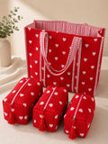 “Crimson Sweetheart” Quilted Tote & Pouch Set