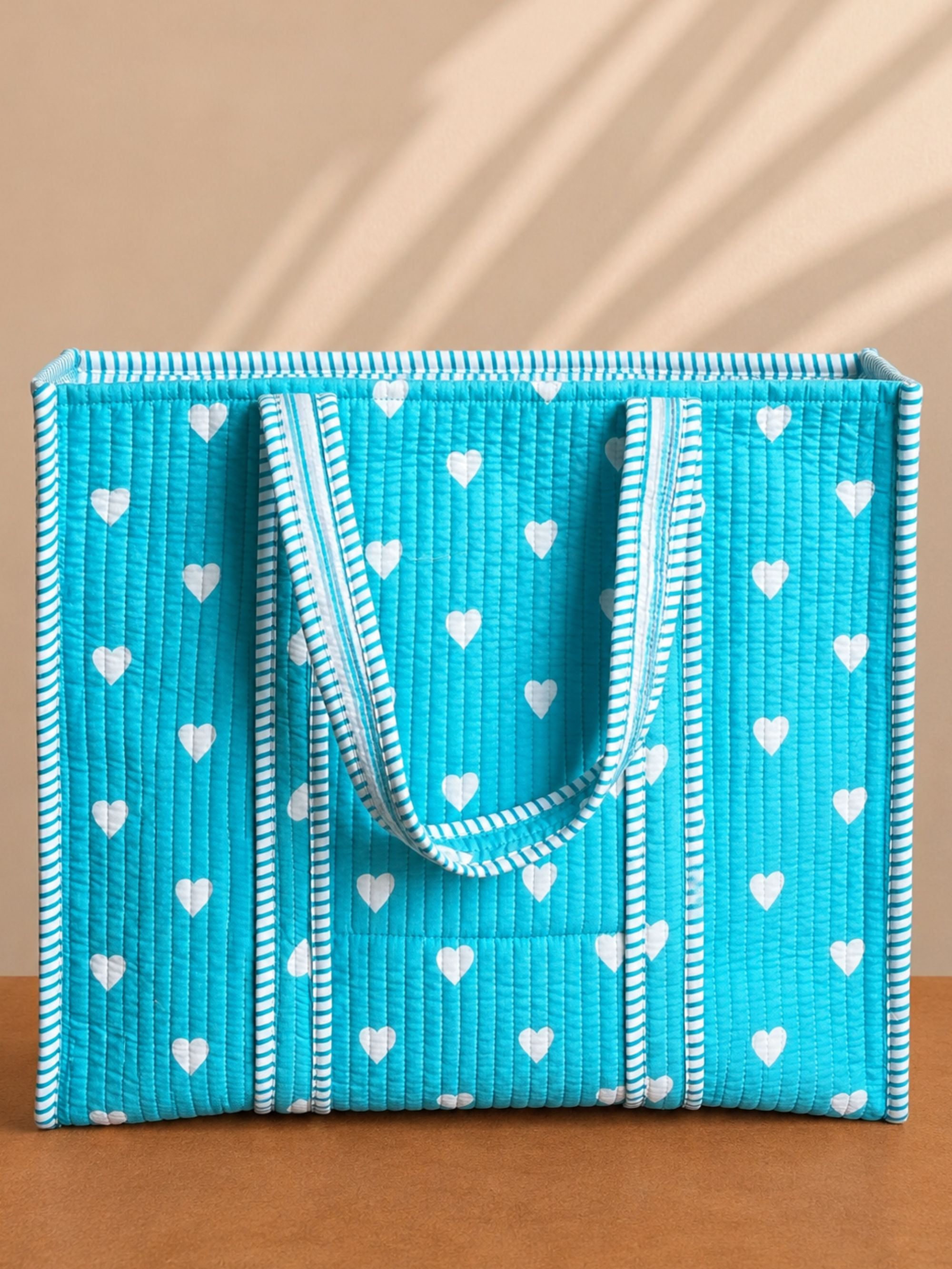 “Turquoise Sweetheart” Quilted Tote & Pouch Set