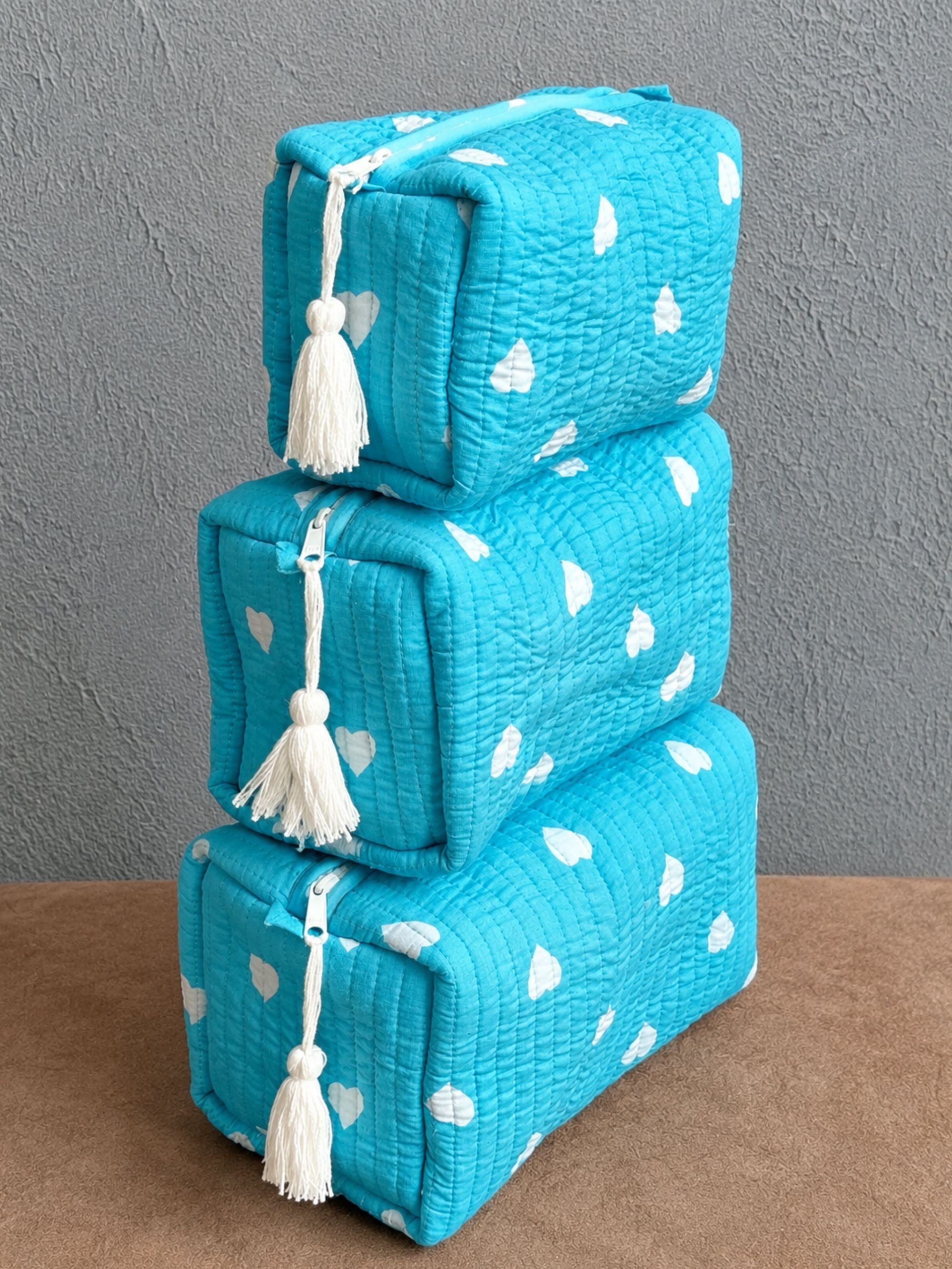 “Turquoise Sweetheart” Quilted Tote & Pouch Set