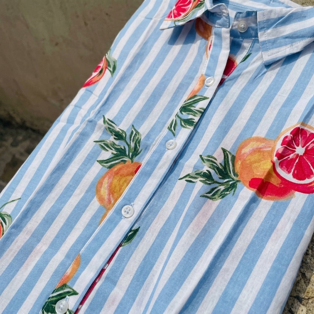 Citrus Striped Relaxed Button Shirt