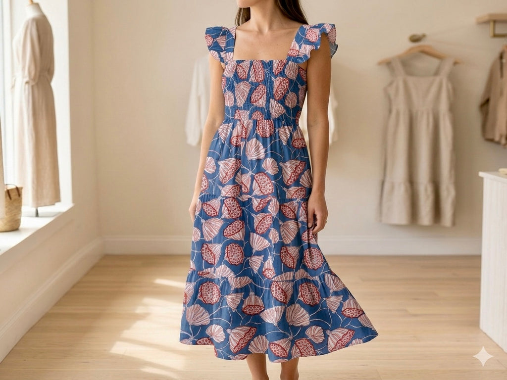 Coastal Shell Midi Sundress