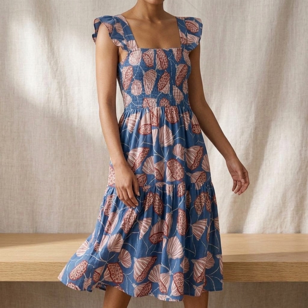 Coastal Shell Midi Sundress