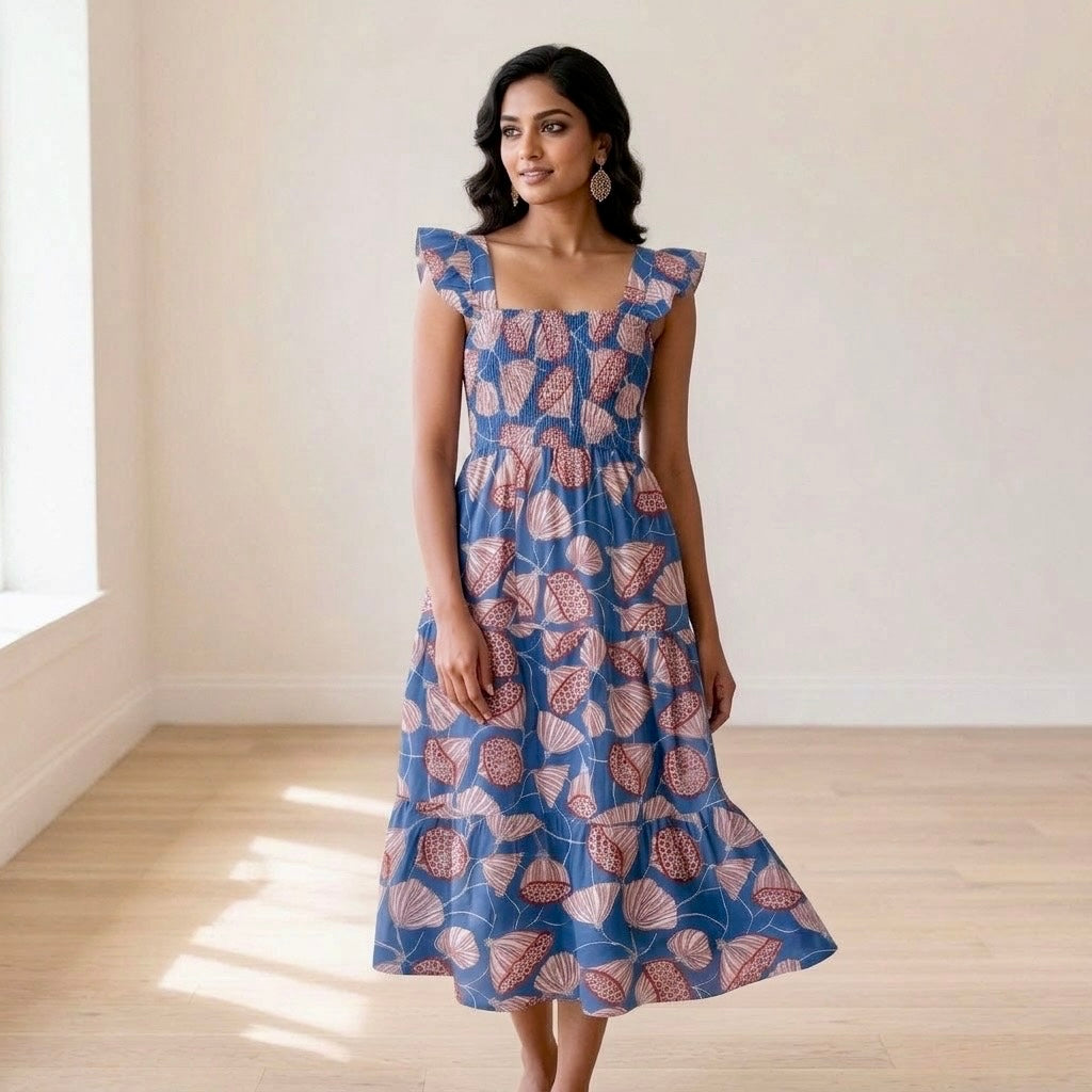Coastal Shell Midi Sundress