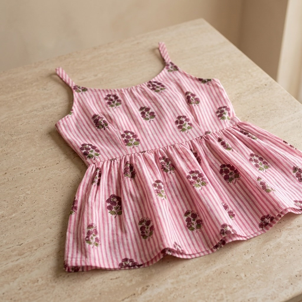 Pink Stripe Peplum Top