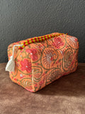 Apricot Trellis Velvet Quilted Pouch (Set of 3)