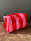 Cherry Blossom Stripe Velvet Quilted Pouch (Set of 3)