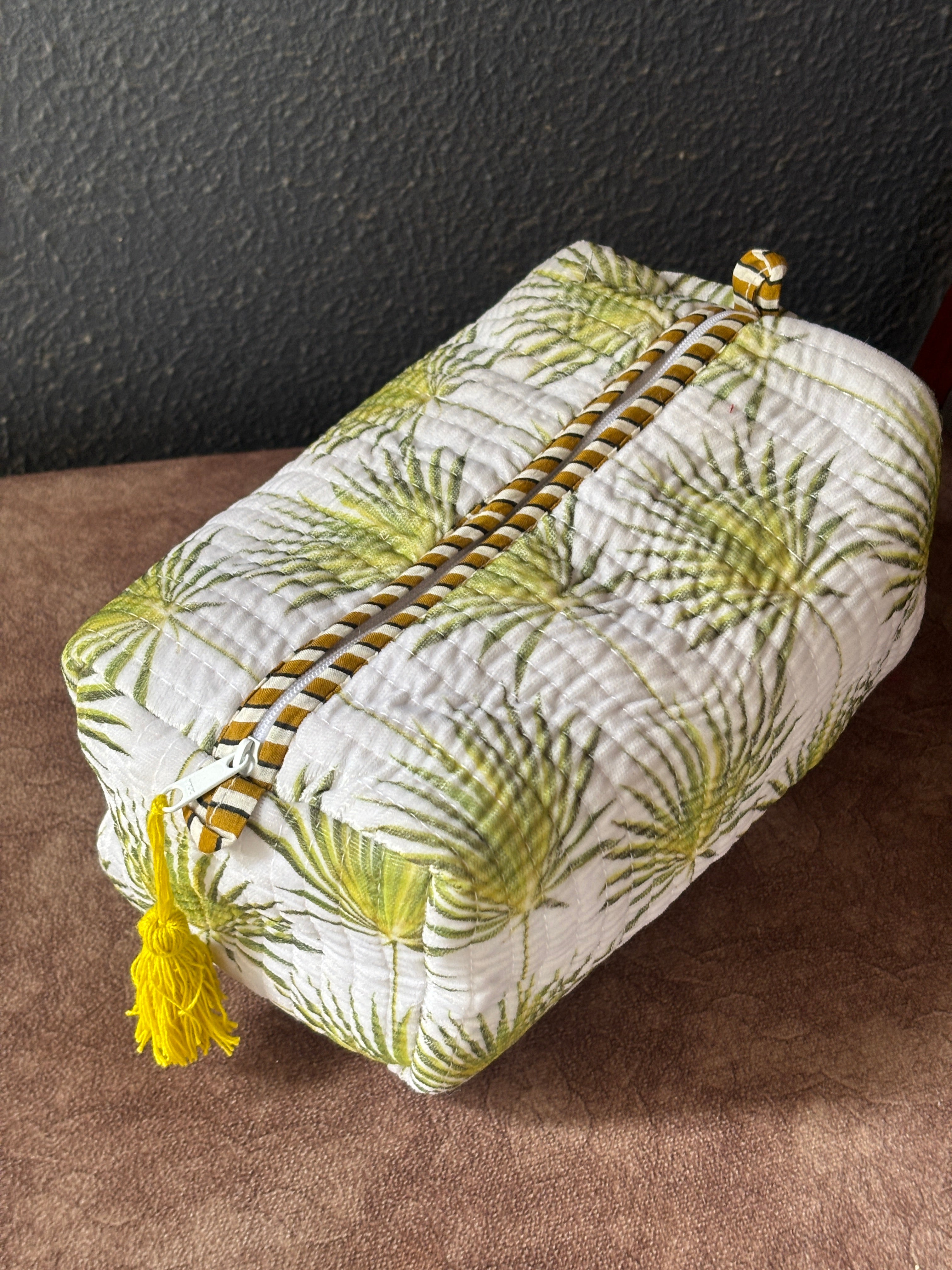 Sunburst Palm Quilted Pouch (Set of 3)