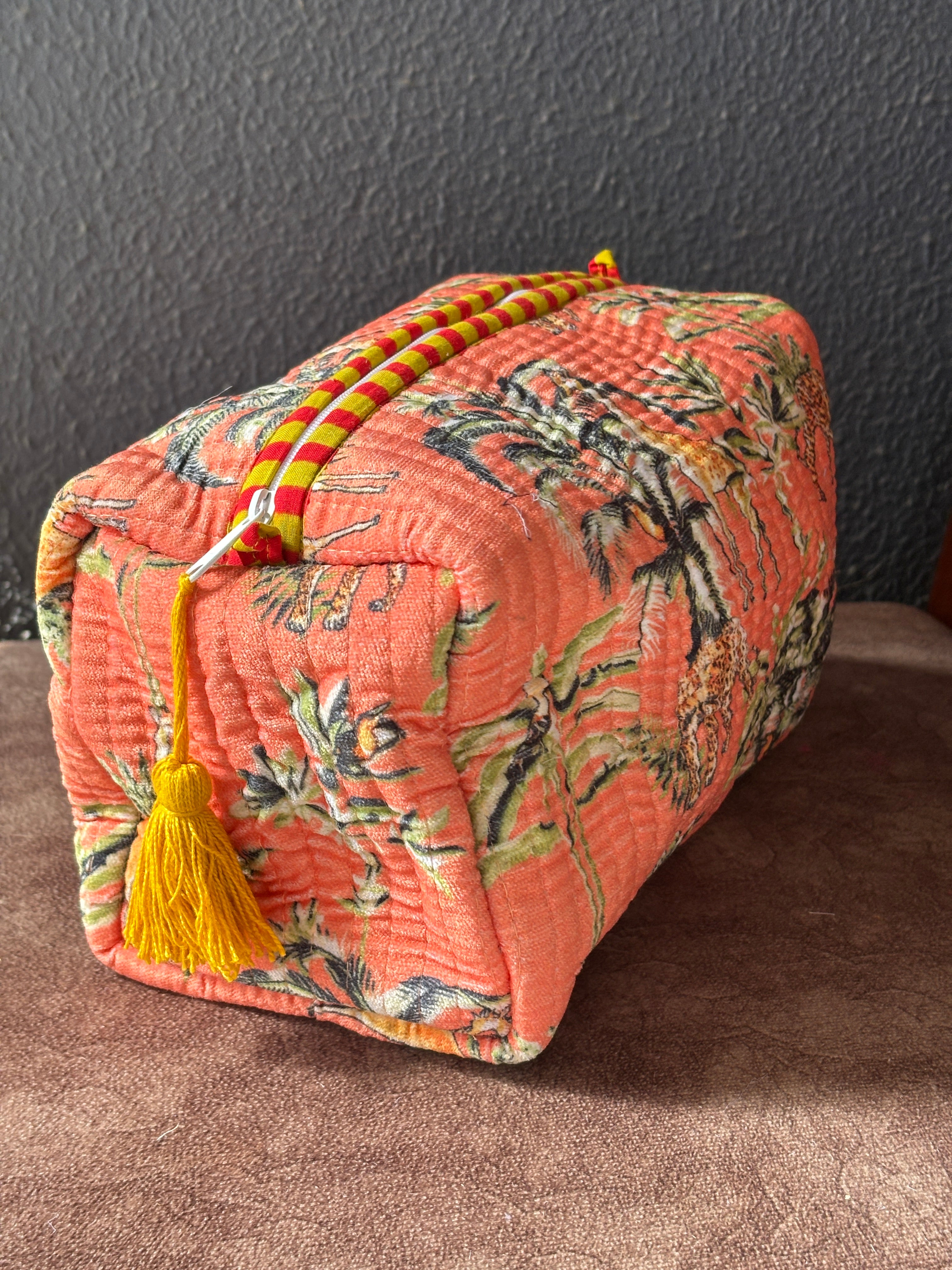 Coral Safari Quilted Pouch (Set of 3)
