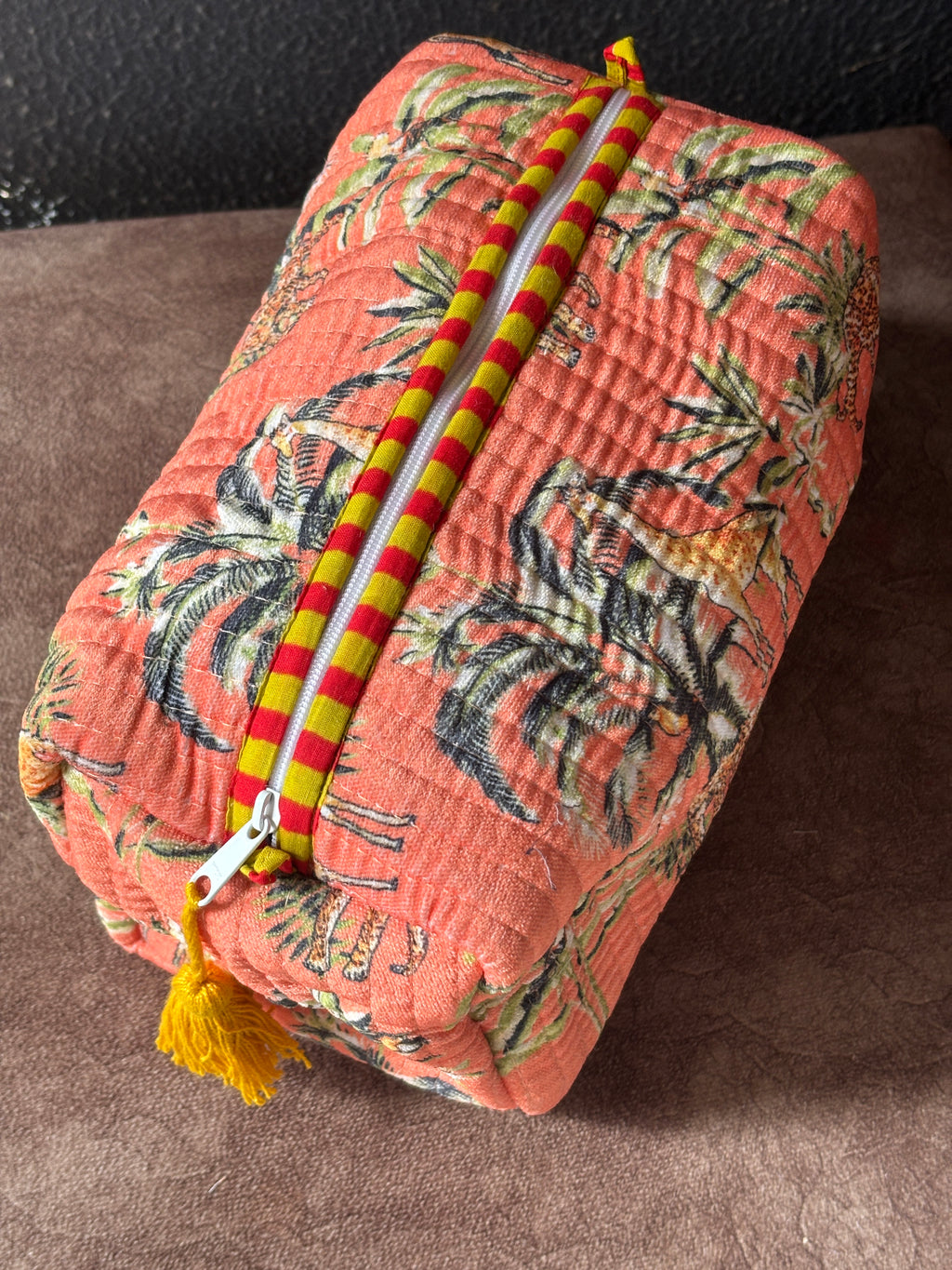 Coral Safari Quilted Pouch (Set of 3)