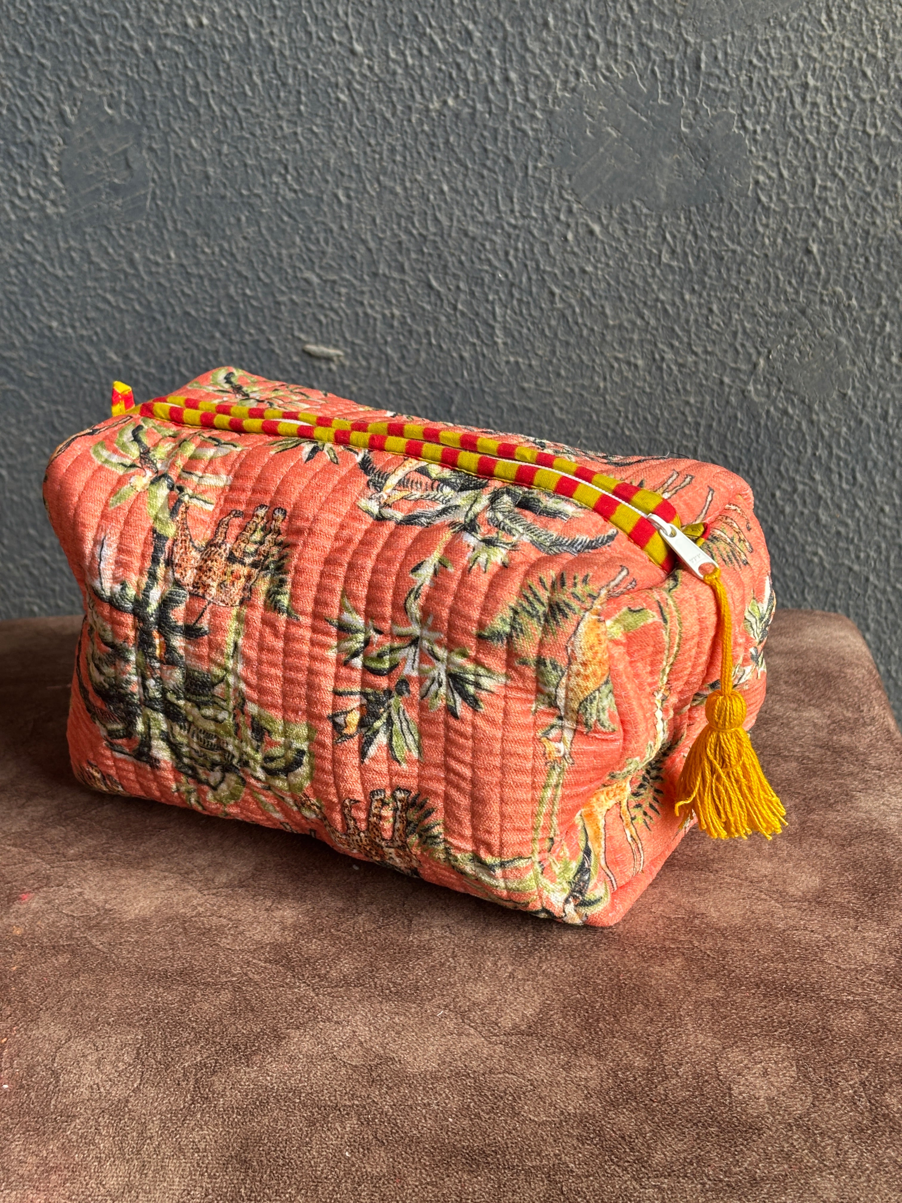 Coral Safari Quilted Pouch (Set of 3)