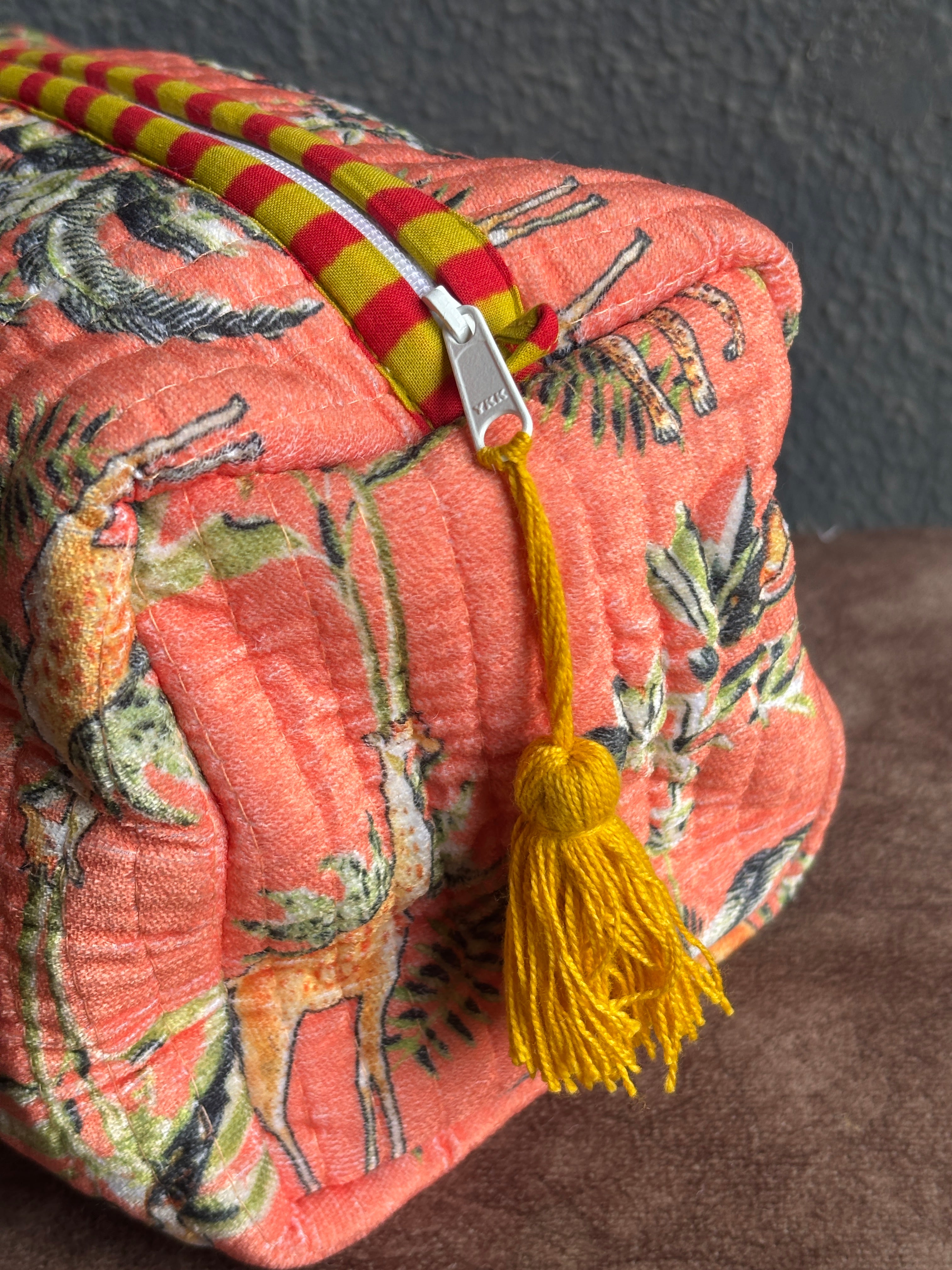 Coral Safari Quilted Pouch (Set of 3)