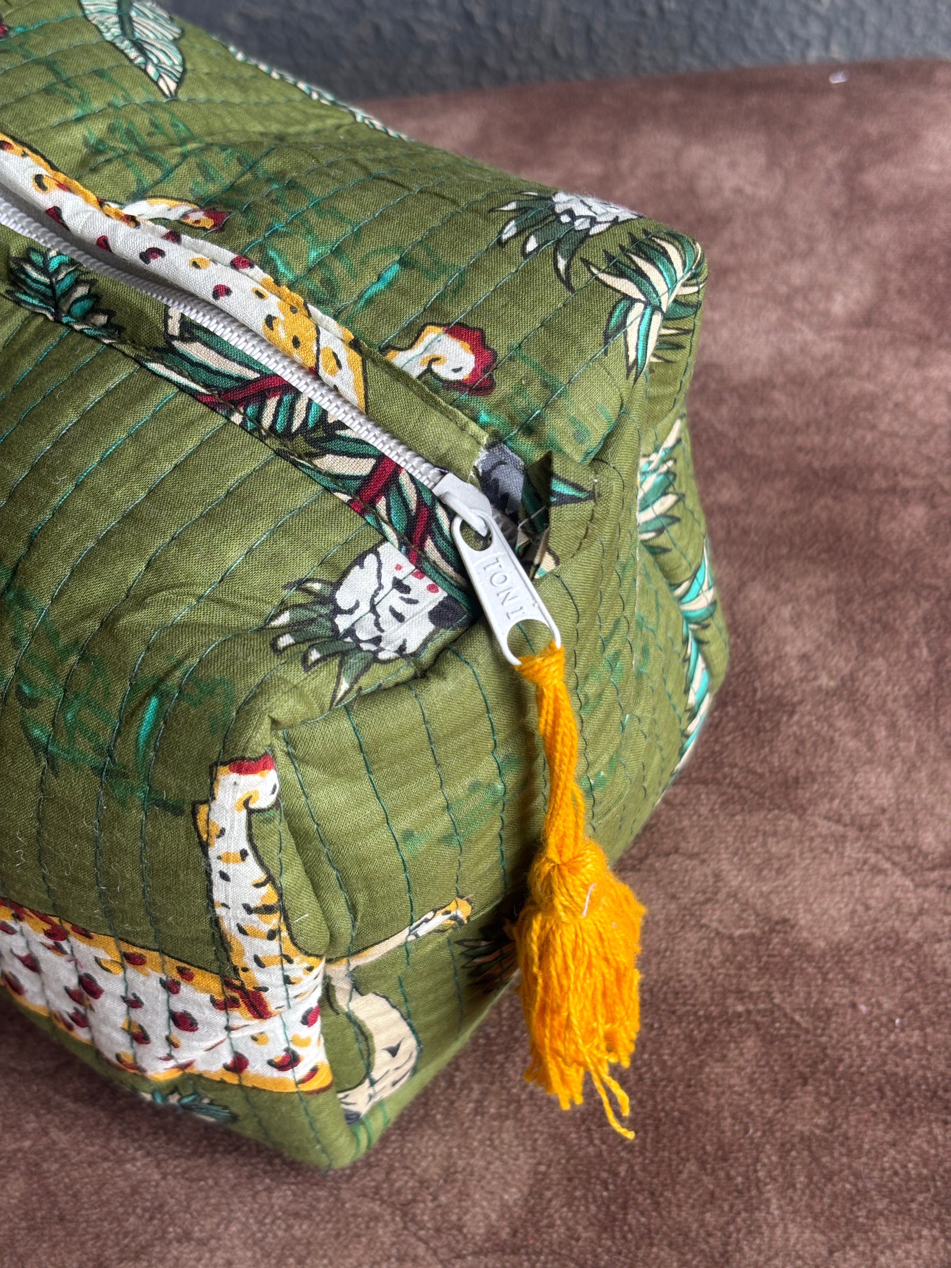 Olive Safari Quilted Pouch Set (Set of 3)