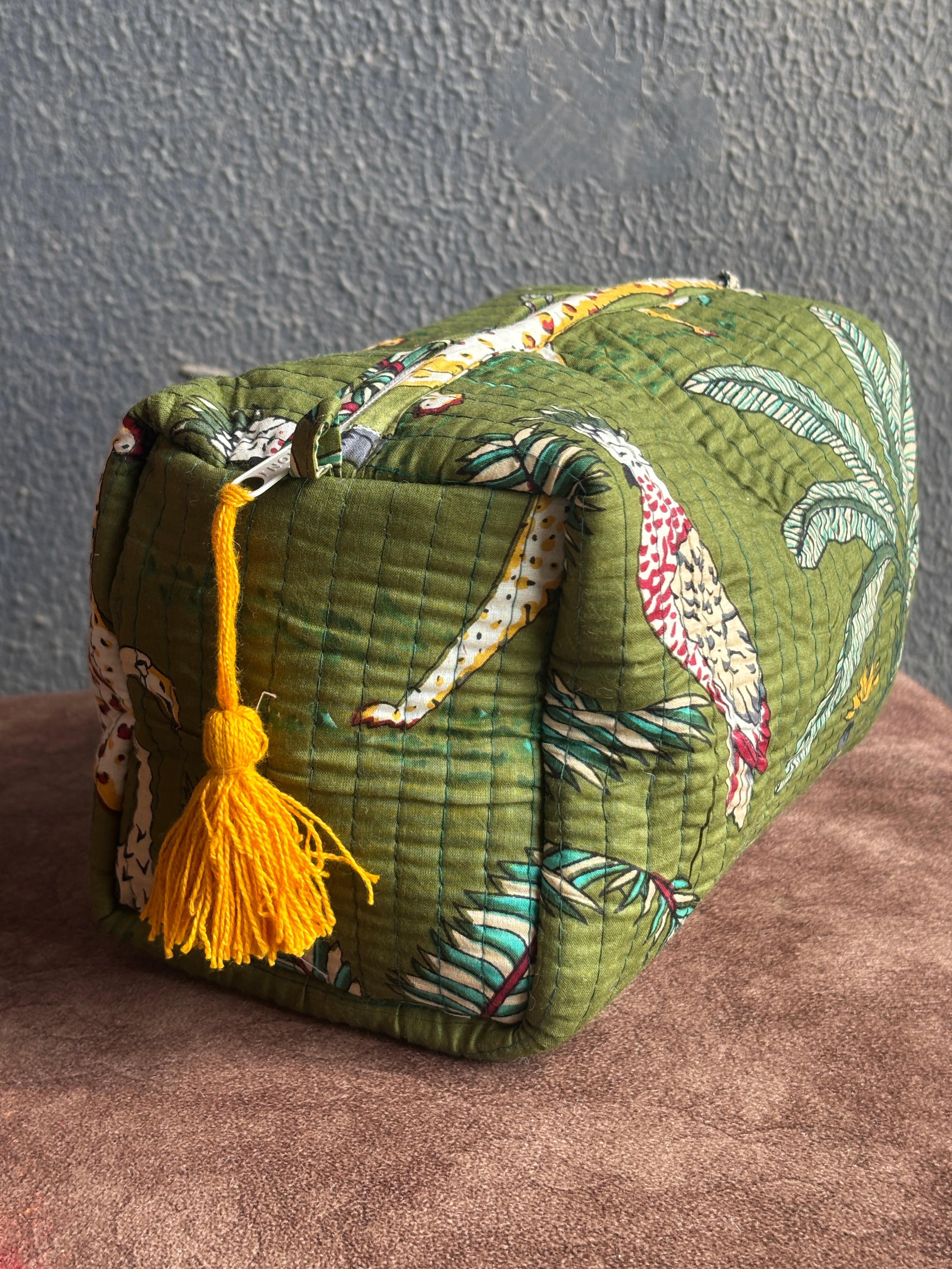 Olive Safari Quilted Pouch Set (Set of 3)