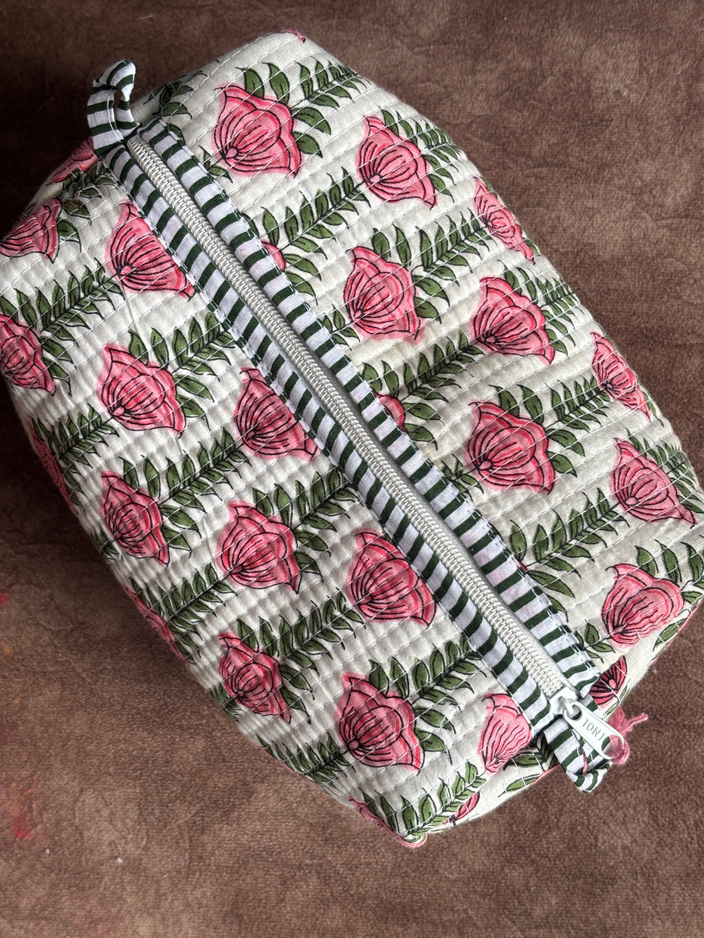Blush Tulip Vine Quilted Pouch (Set of 3)