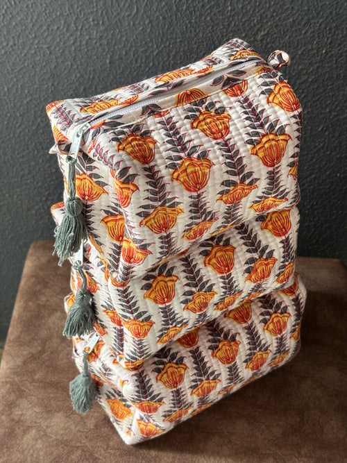 Amber Tulip Quilted Pouch Set (Set of 3)