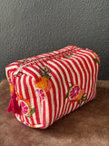 Lemon Stripe Quilted Pouch Set (Set of 3)