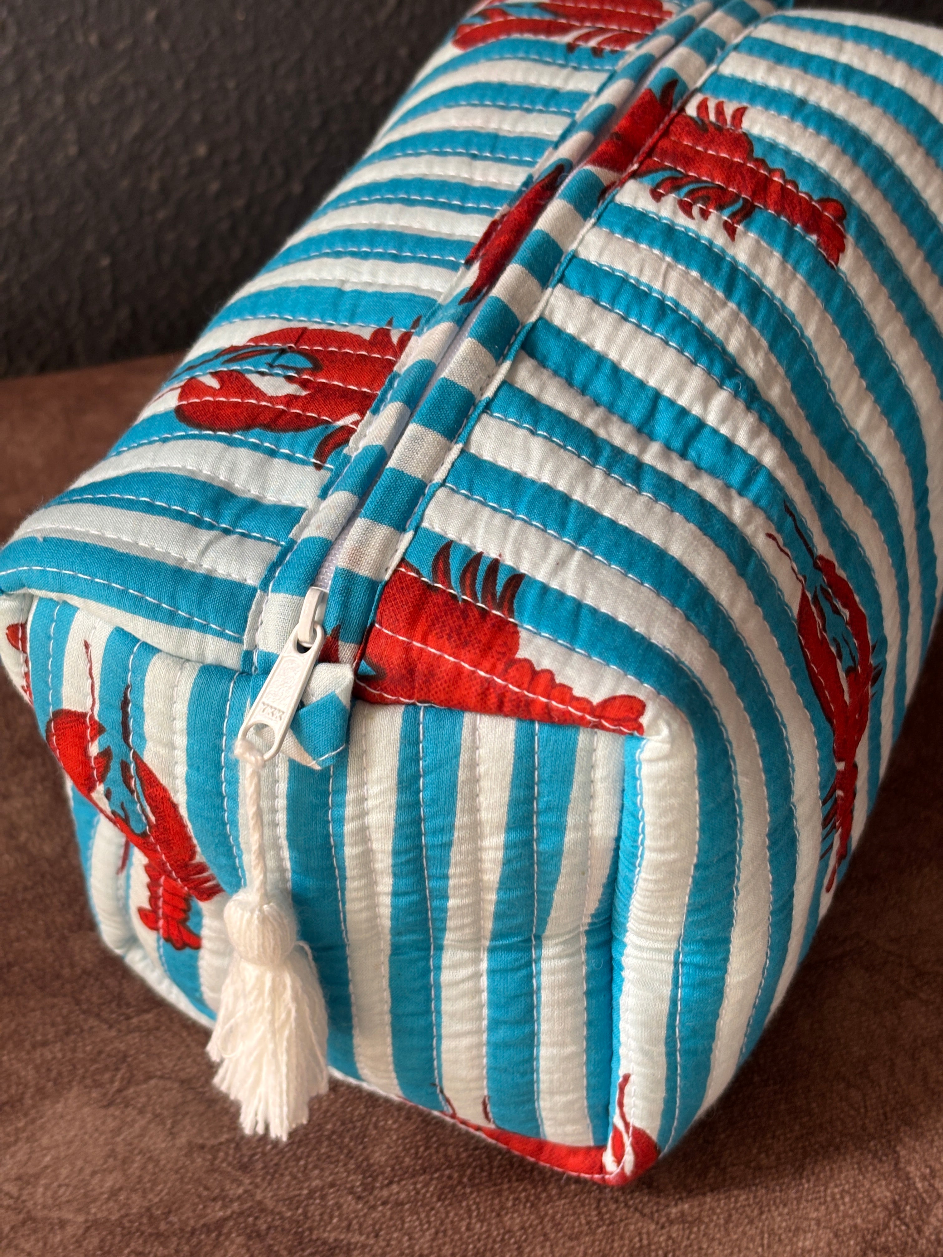 Lobster Bay Stripe Quilted Pouch (Set of 3)