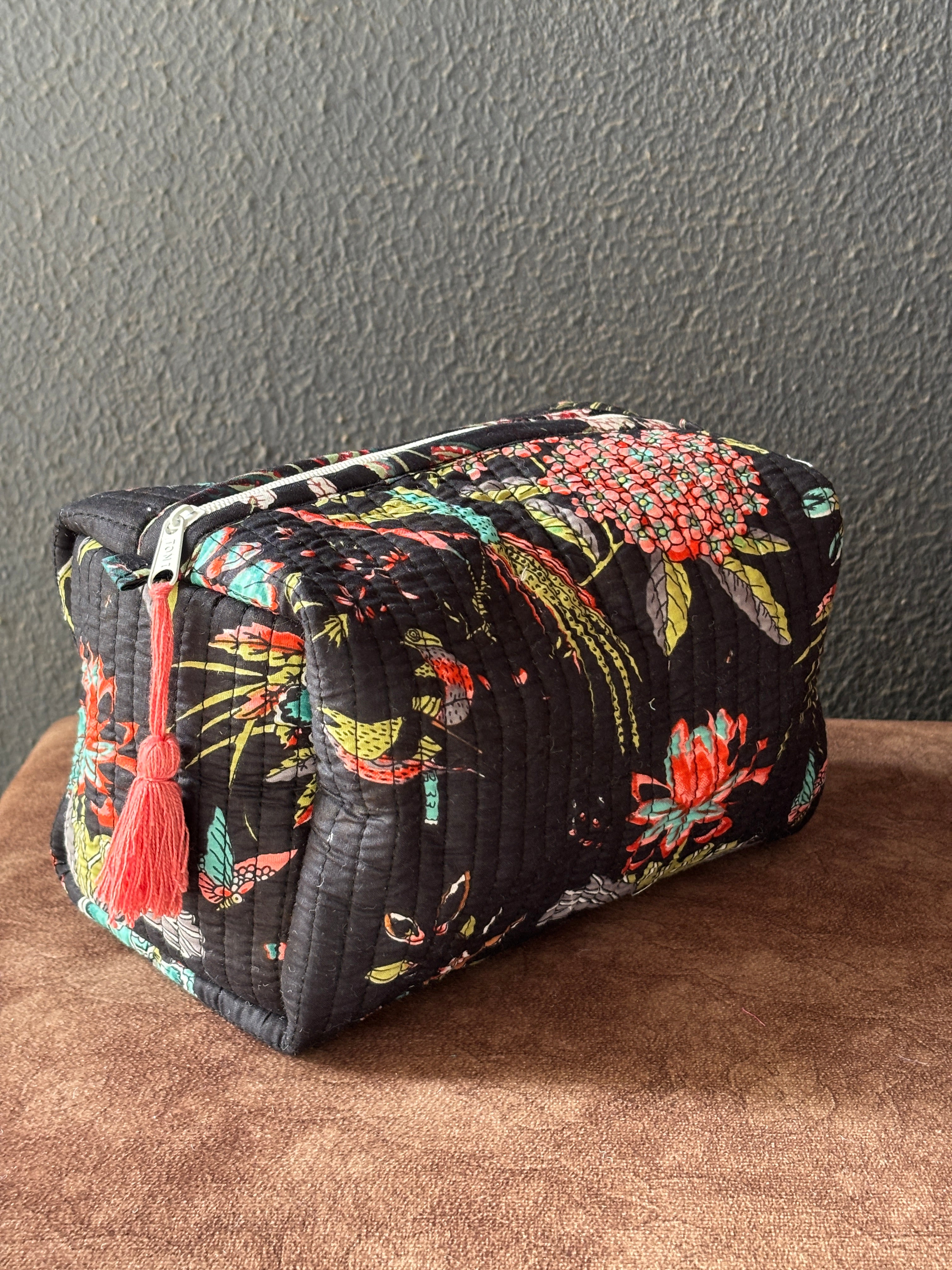 Midnight Garden Bird Quilted Pouch (Set of 3)