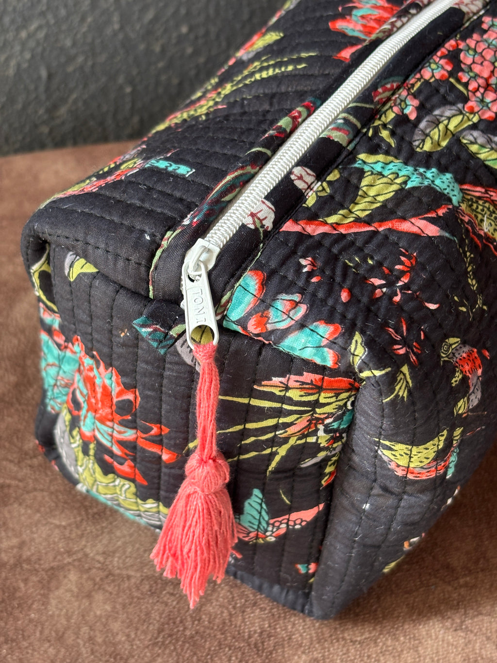 Midnight Garden Bird Quilted Pouch (Set of 3)
