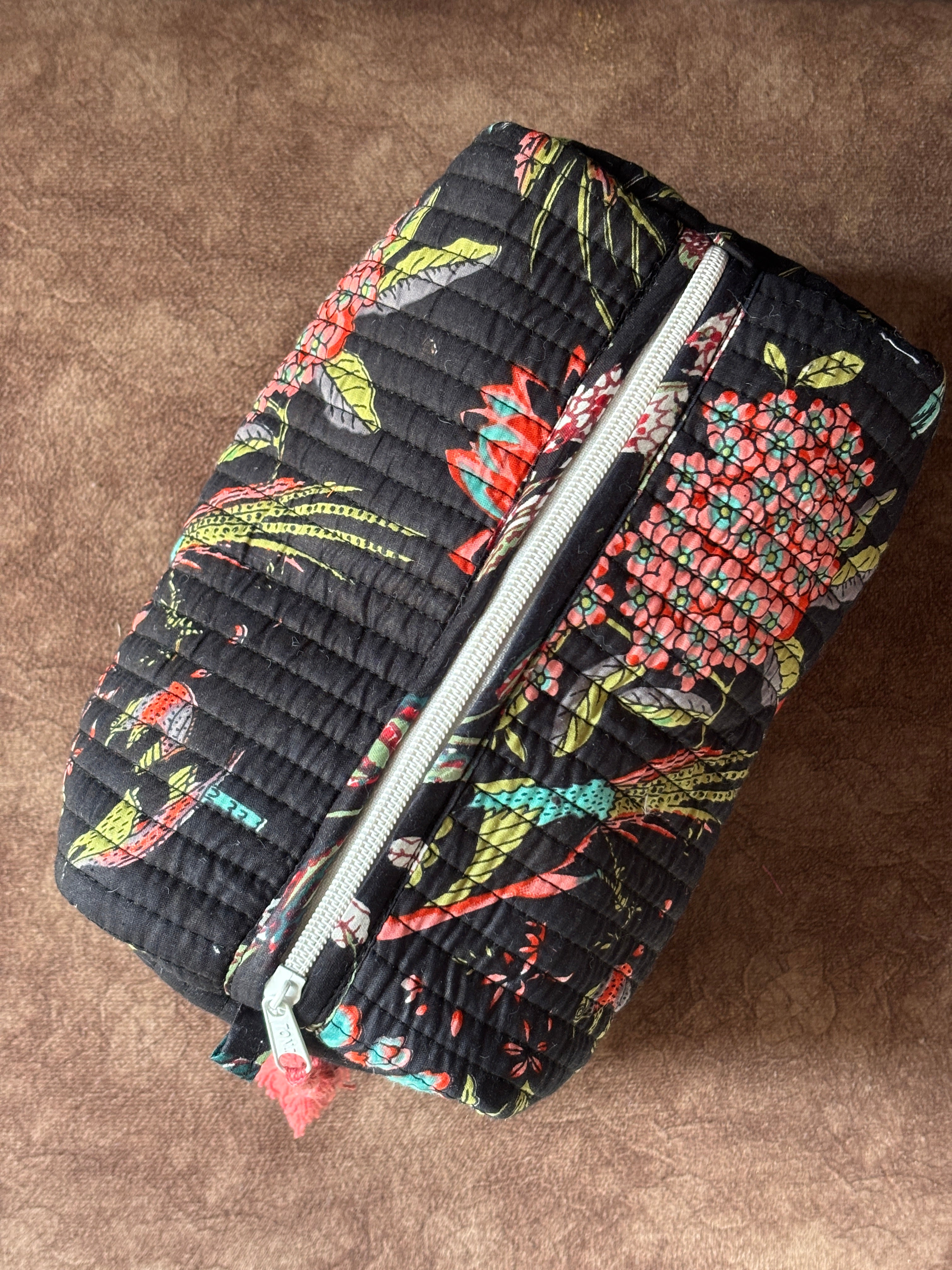 Midnight Garden Bird Quilted Pouch (Set of 3)
