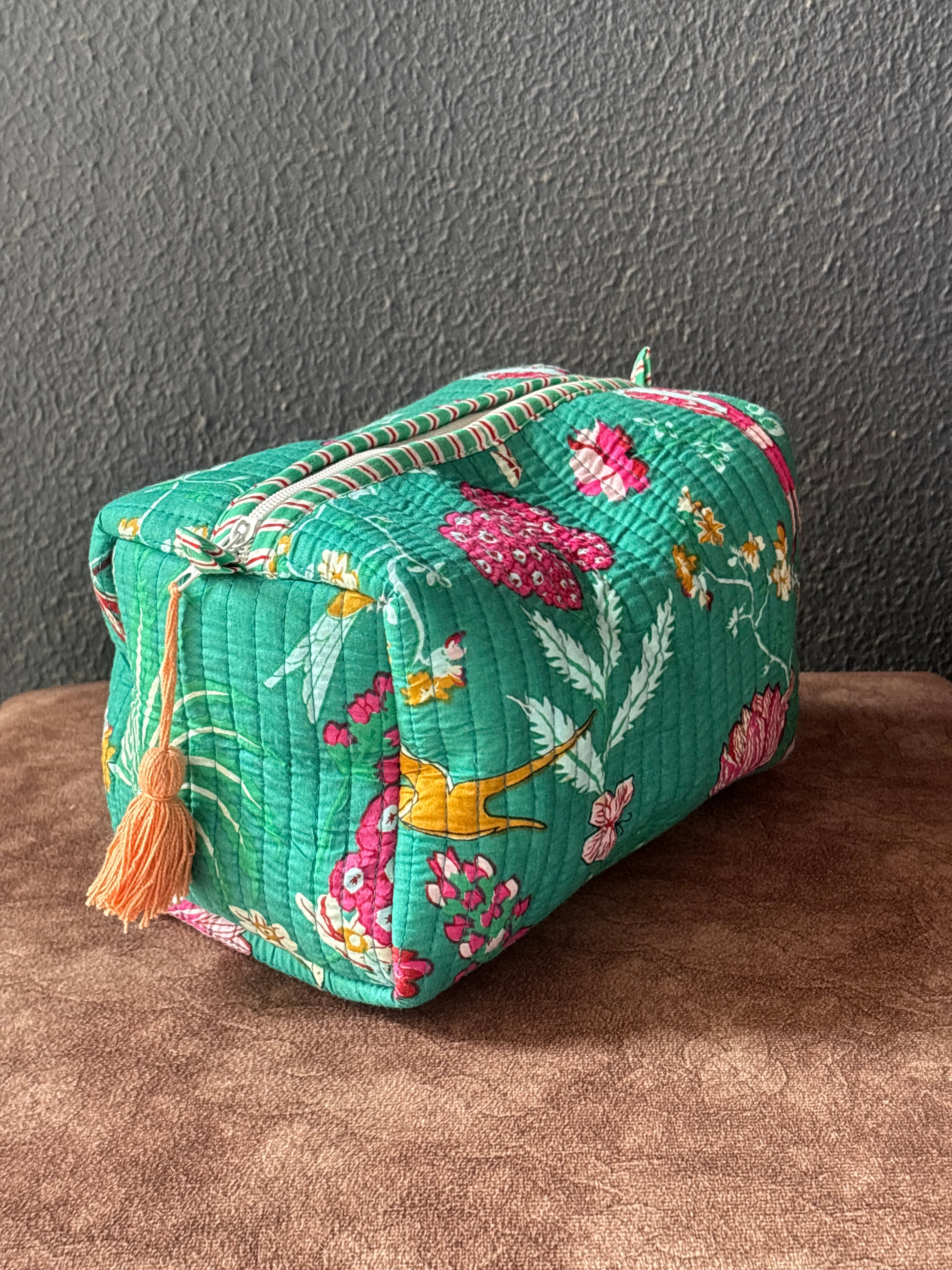 Emerald Garden Bird Quilted Pouch (Set of 3)