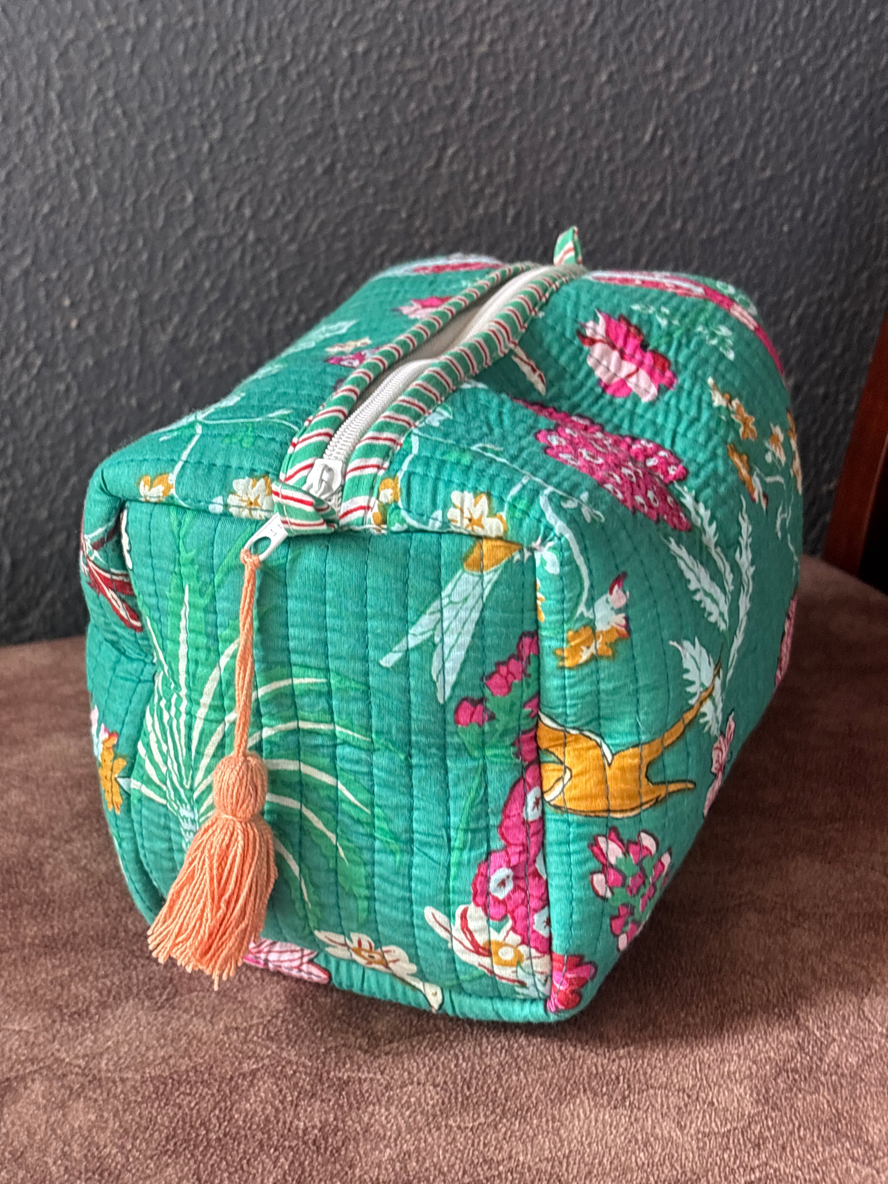 Emerald Garden Bird Quilted Pouch (Set of 3)