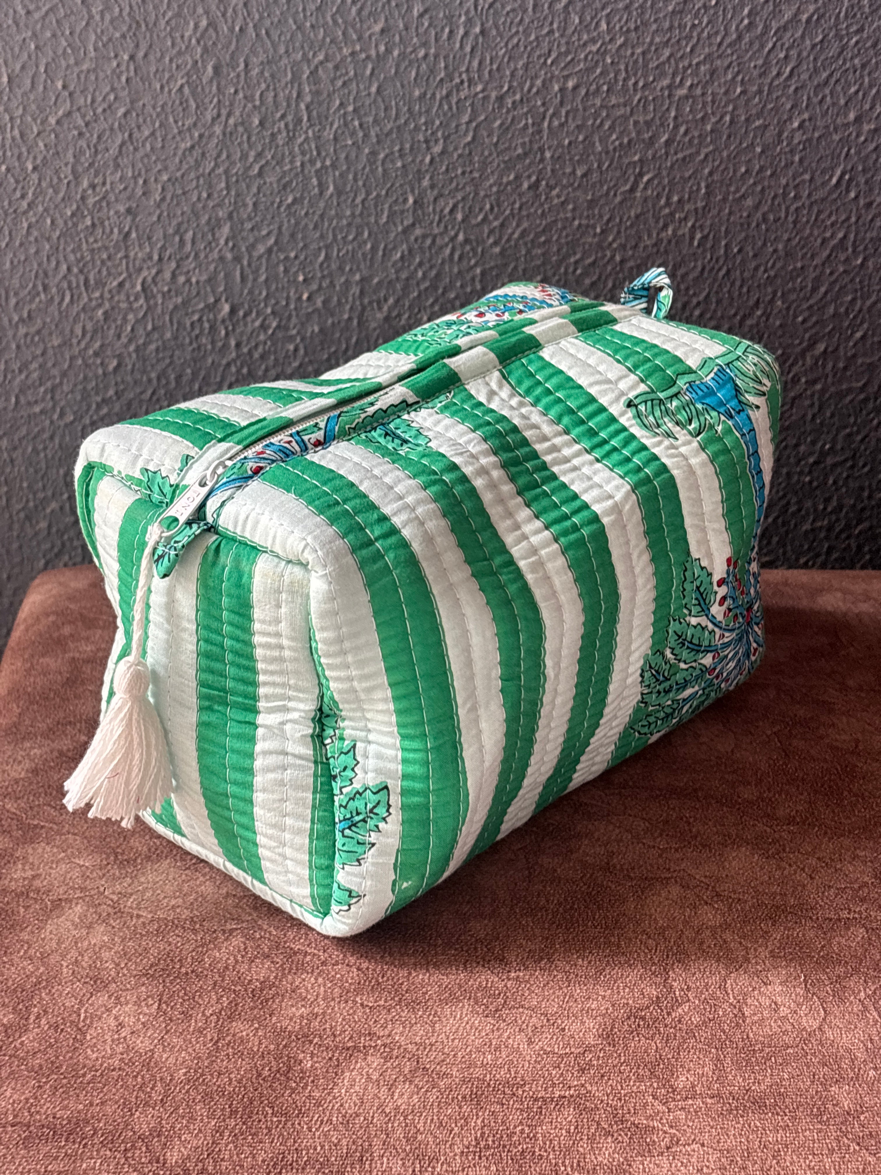Palm Grove Quilted Pouch Set (Set of 3)
