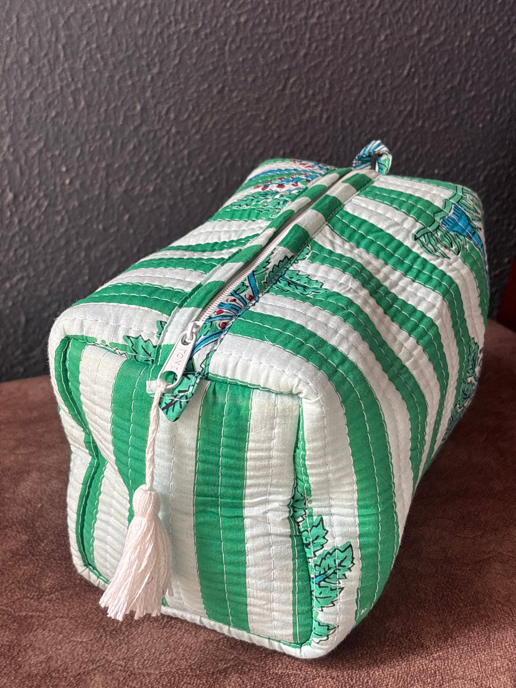 Palm Grove Quilted Pouch Set (Set of 3)