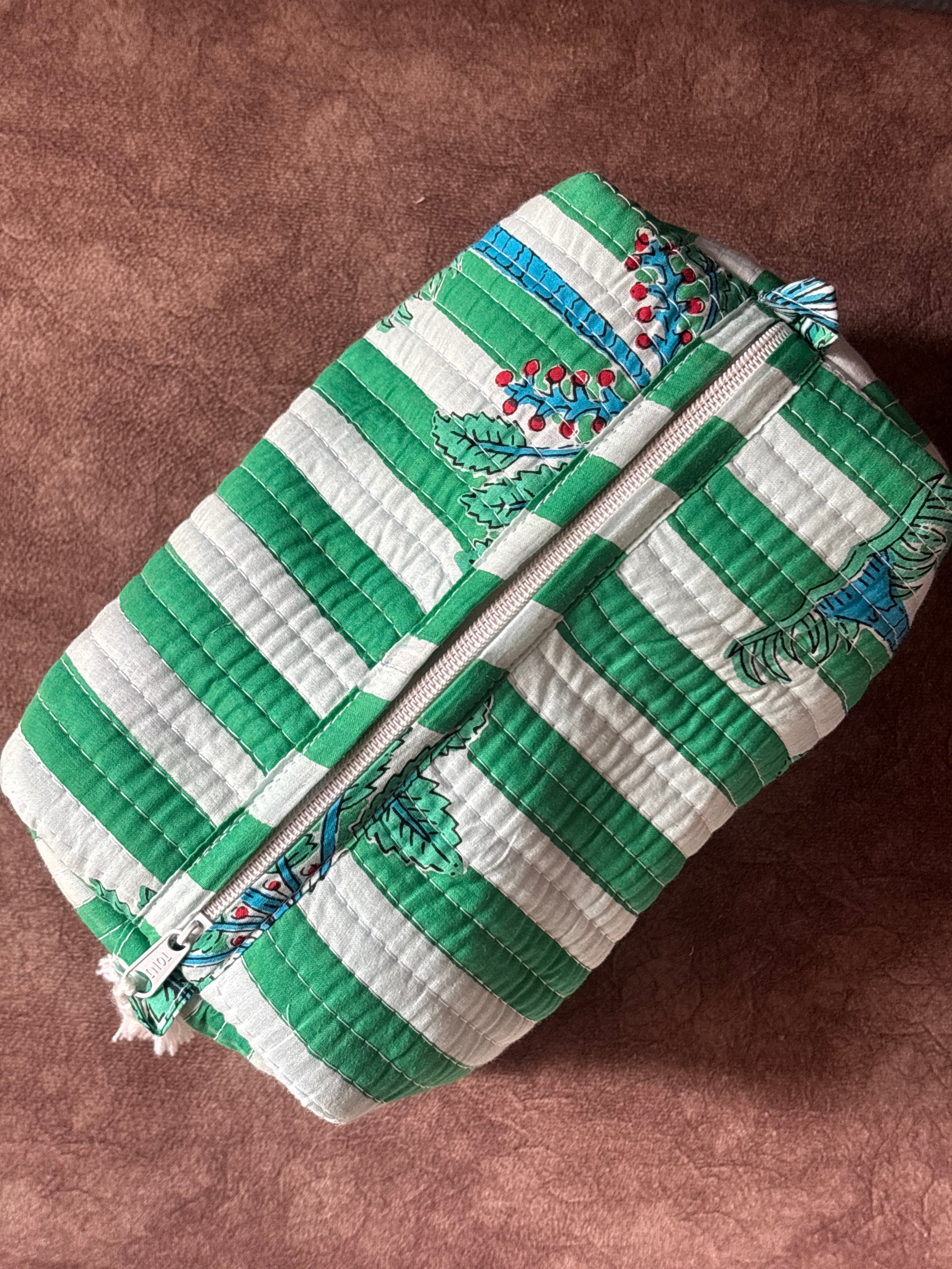 Palm Grove Quilted Pouch Set (Set of 3)
