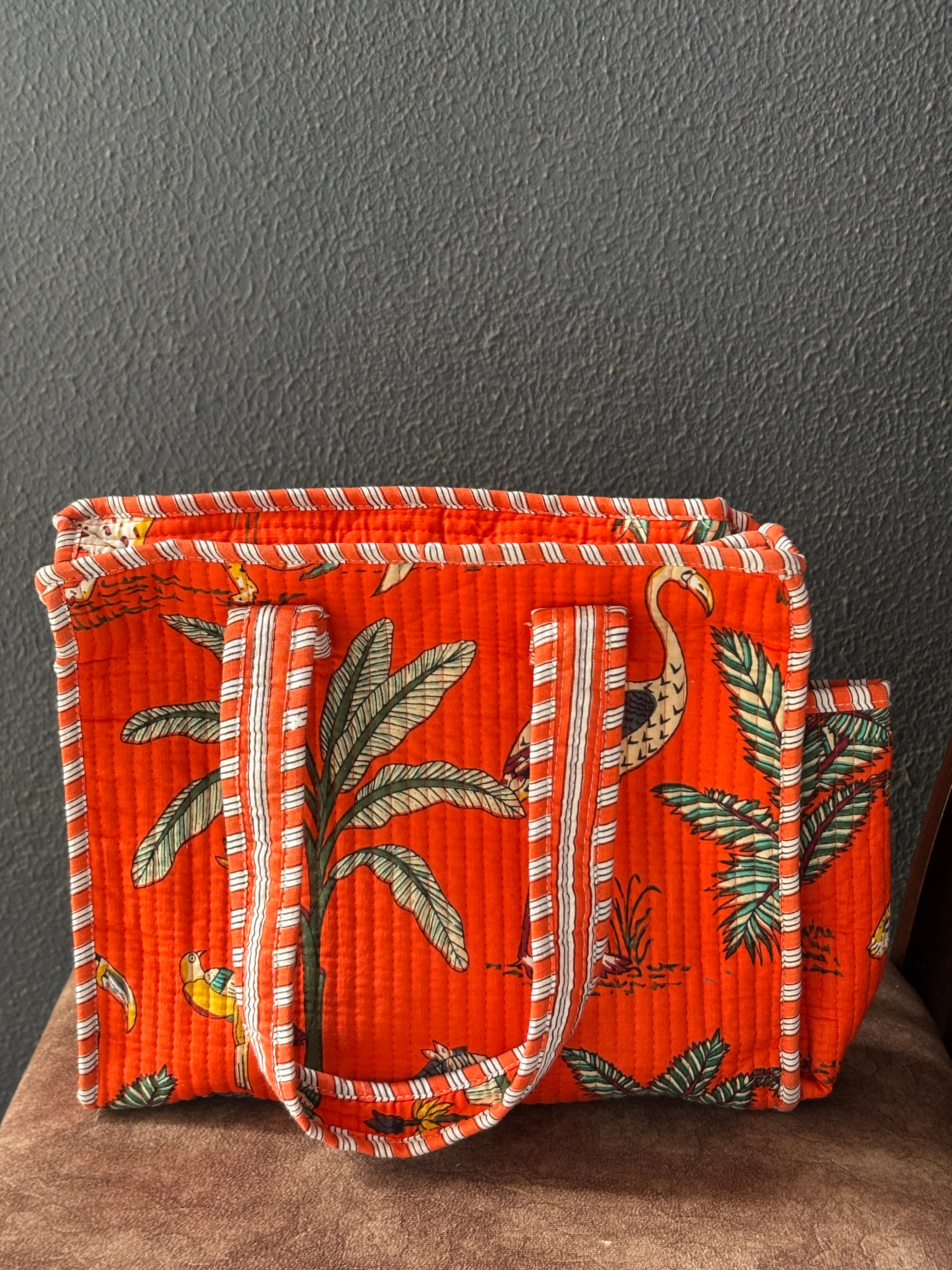 Tangerine Safari Quilted Tote