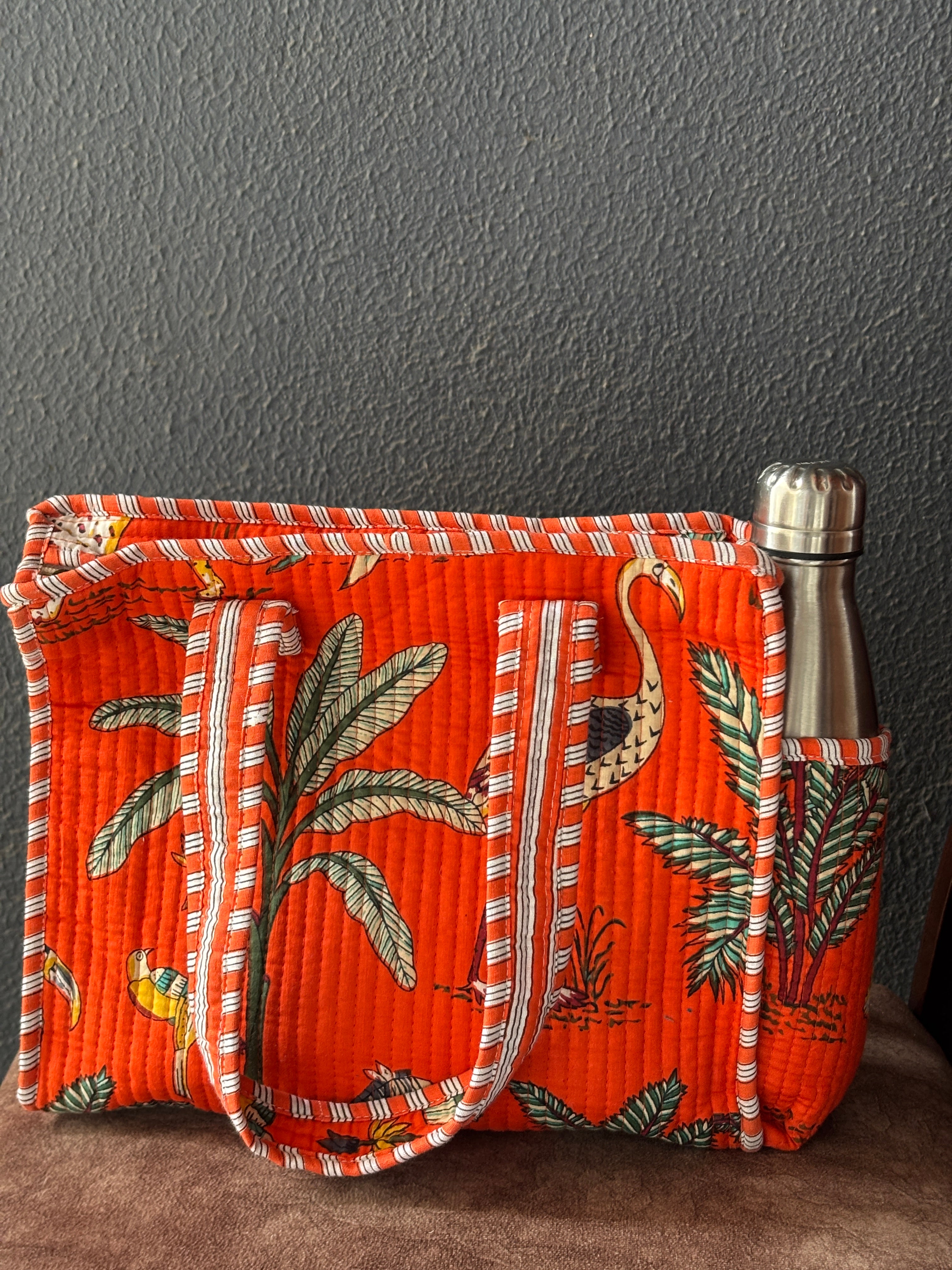 Tangerine Safari Quilted Tote