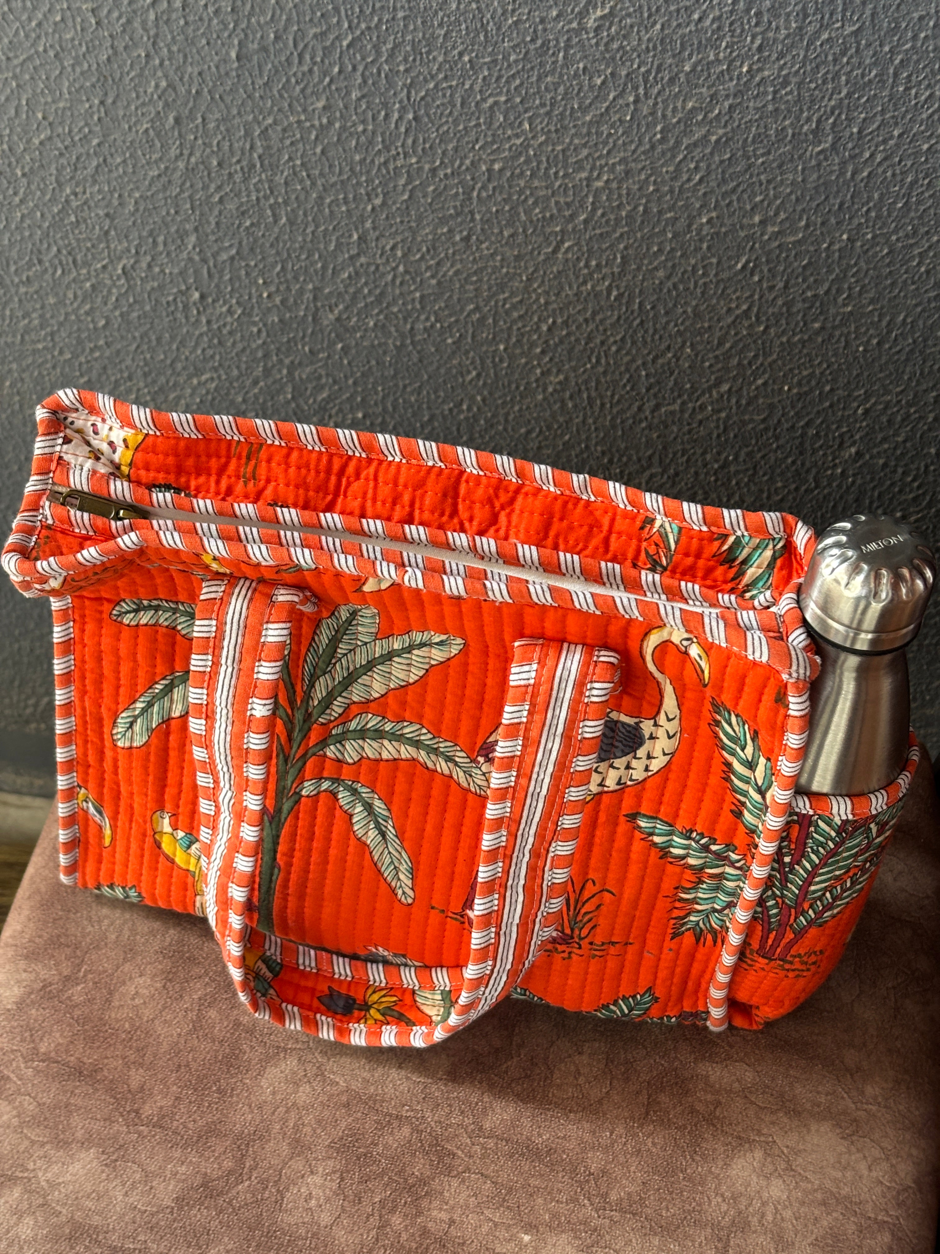 Tangerine Safari Quilted Tote