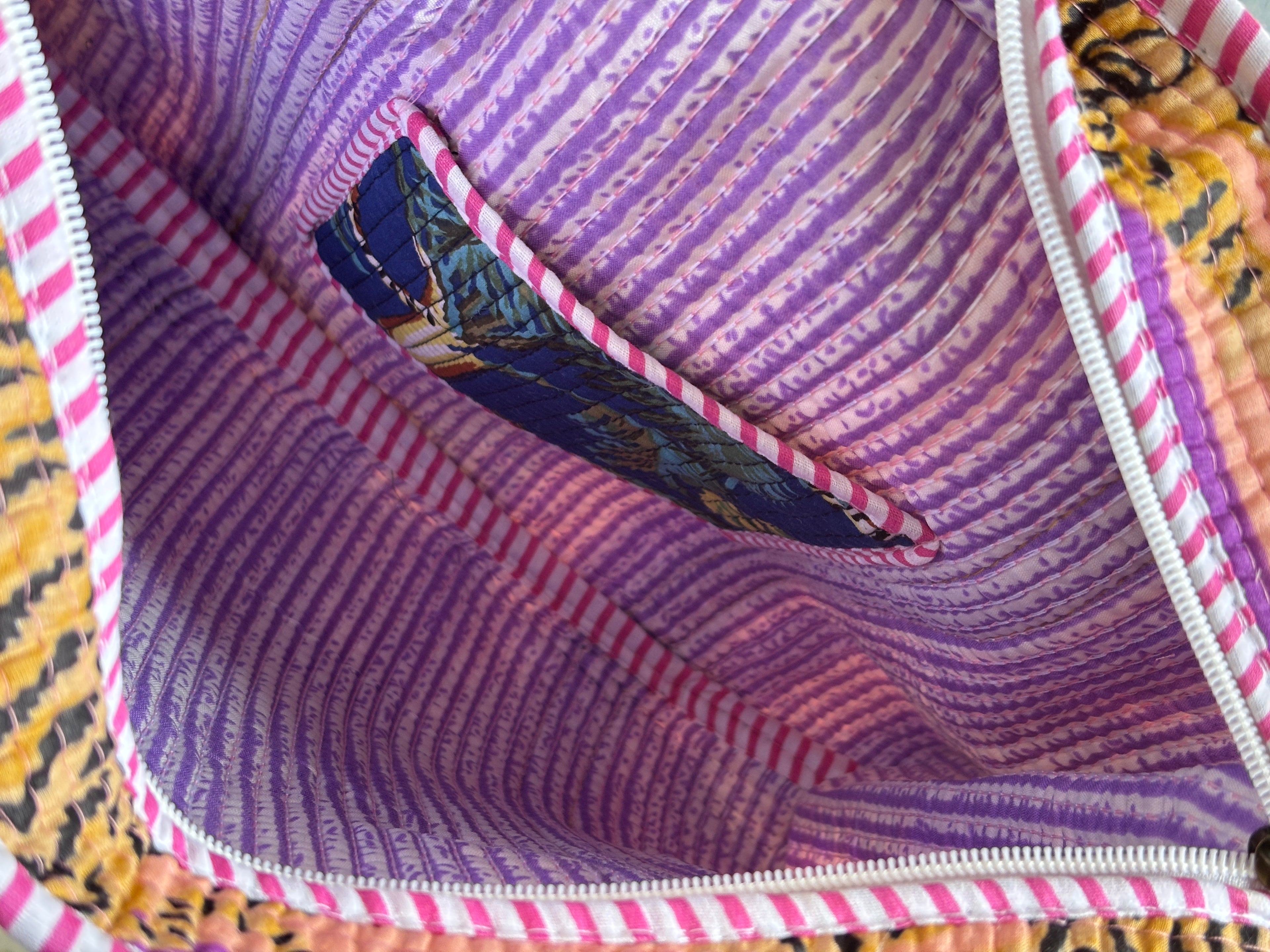 Peach Tiger Quilted Tote Bag
