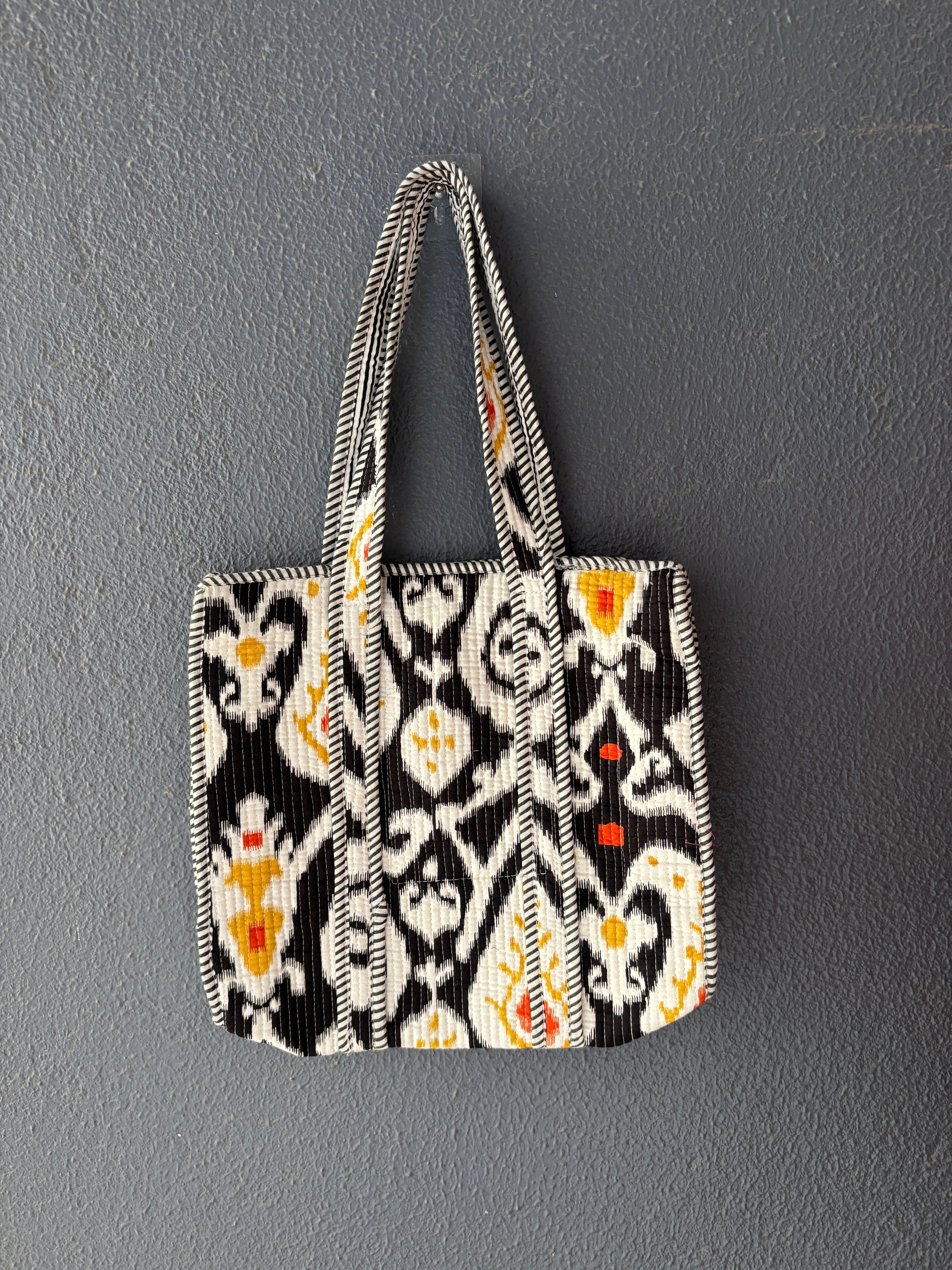 Onyx Ikat Quilted Tote Bag
