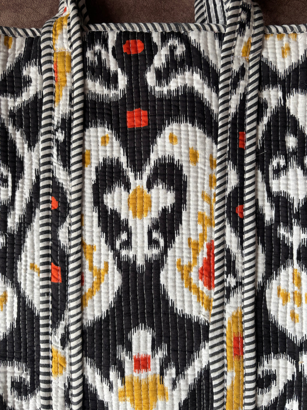 Onyx Ikat Quilted Tote Bag