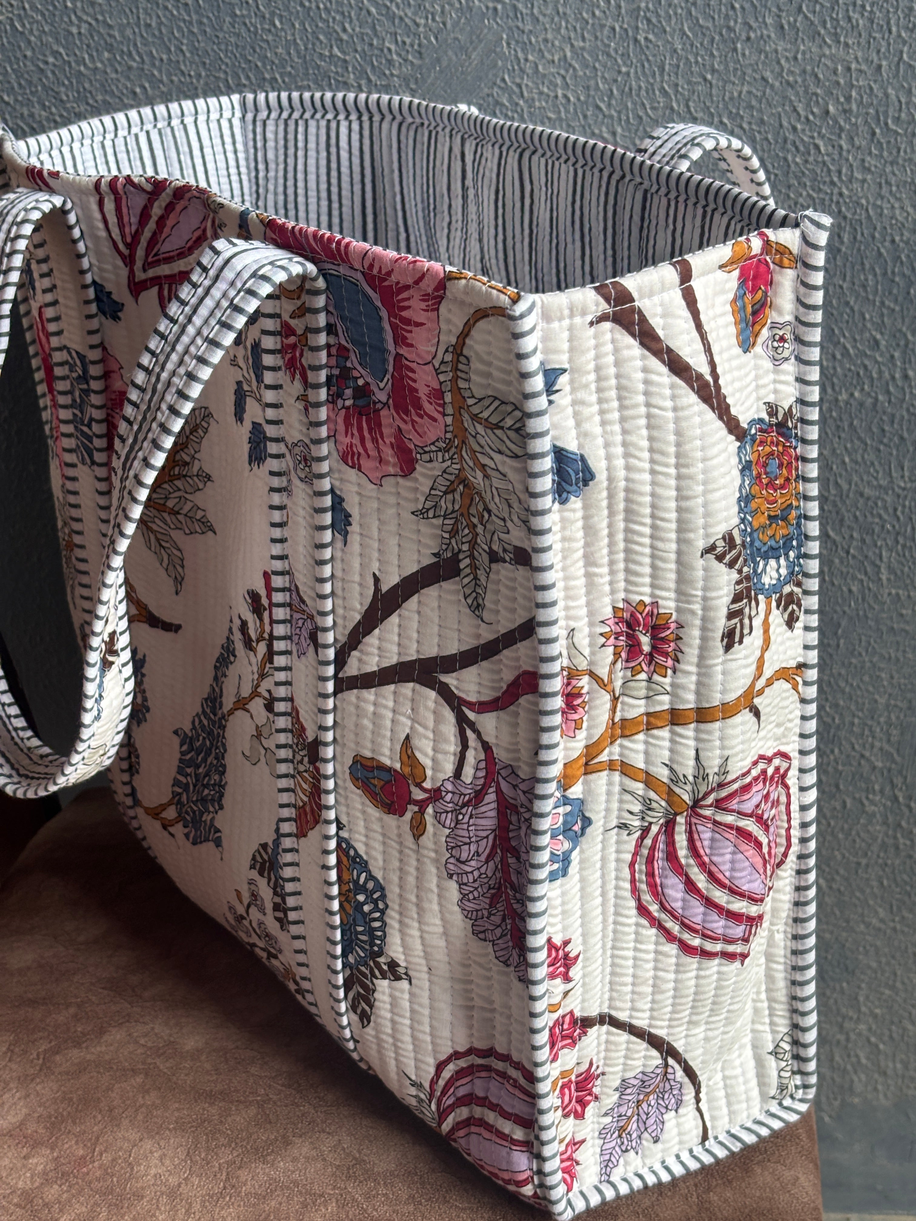 Rosalind Bloom Quilted Tote and Matching Pouch