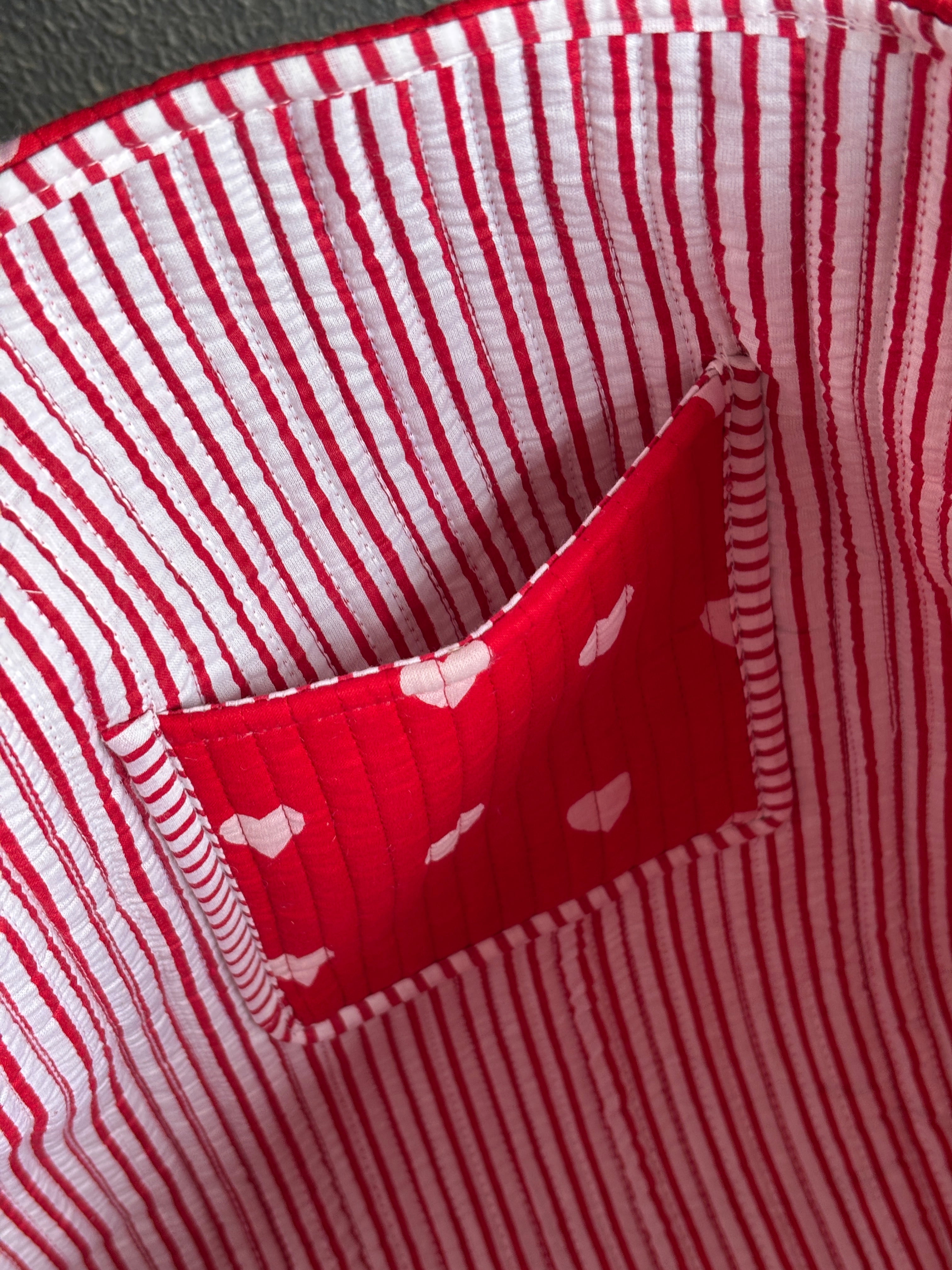 “Crimson Sweetheart” Quilted Tote & Pouch Set