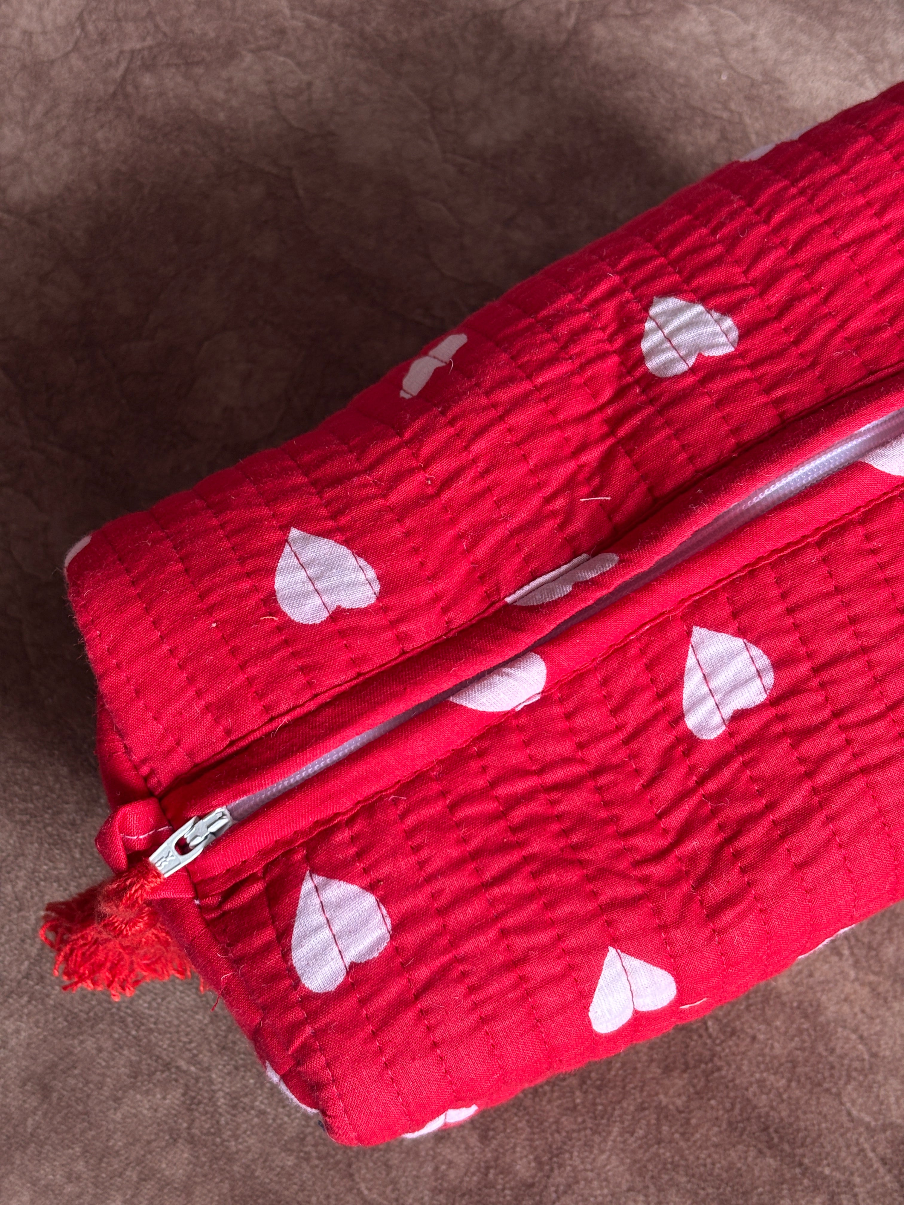 “Crimson Sweetheart” Quilted Tote & Pouch Set